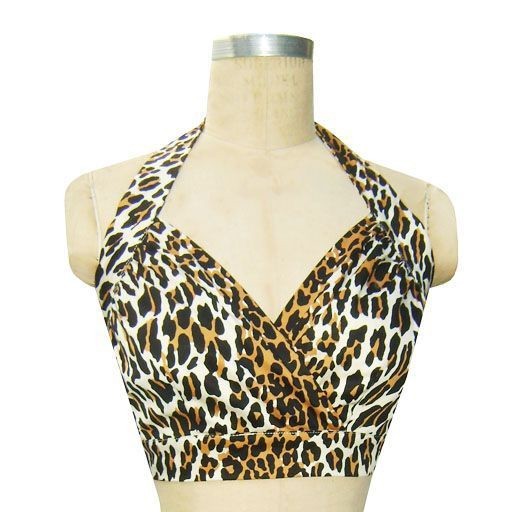 Trashy Diva Sarong Top in 50s Leopard Sateen, Size 10