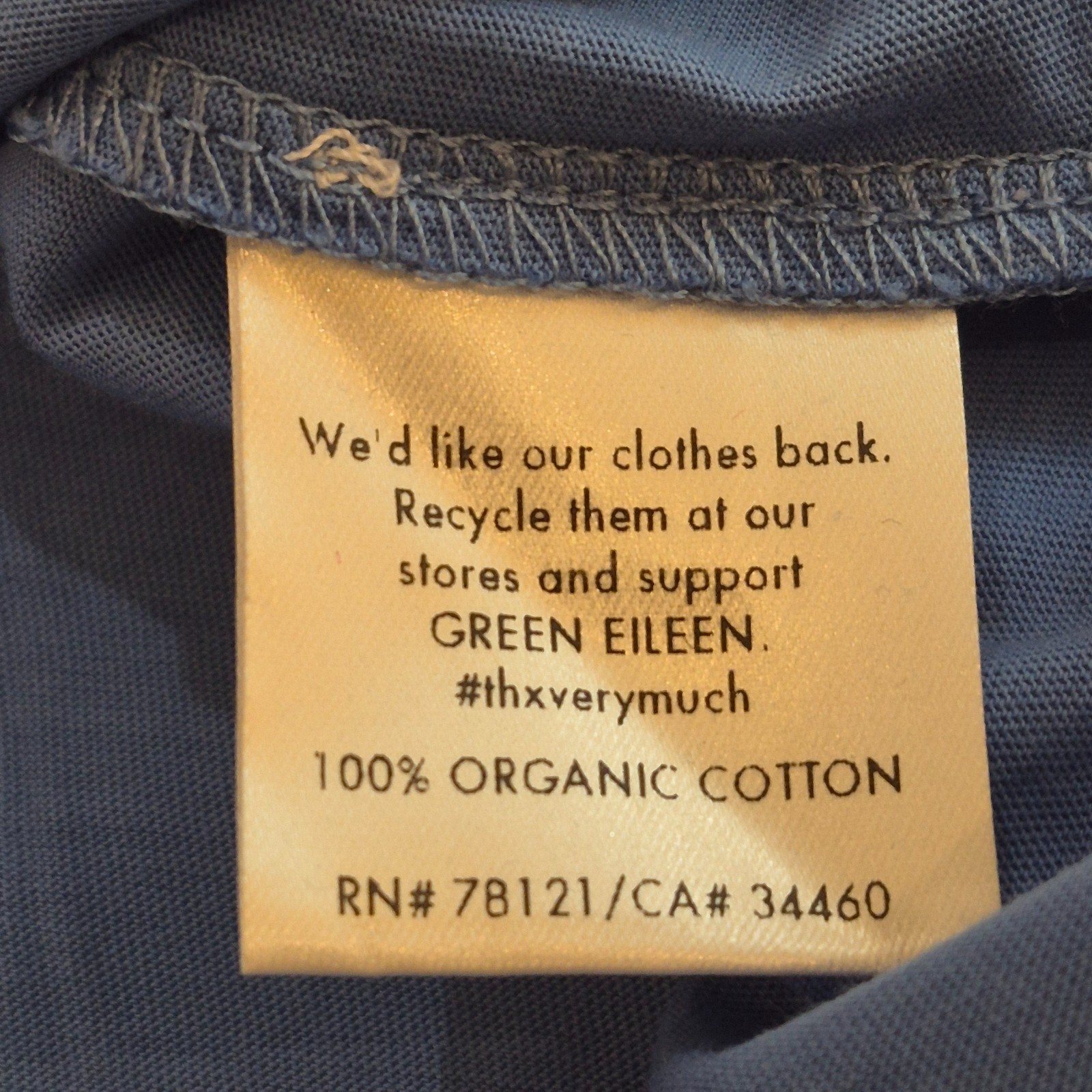 EILEEN FISHER Organic Cotton Tank Top Petite PM Blue Sleeveless – Made in USA