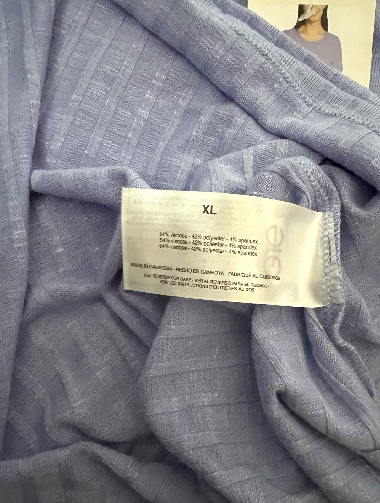 Vintage America Ladies’ Slub Ribbed Tee Blue Size XL New