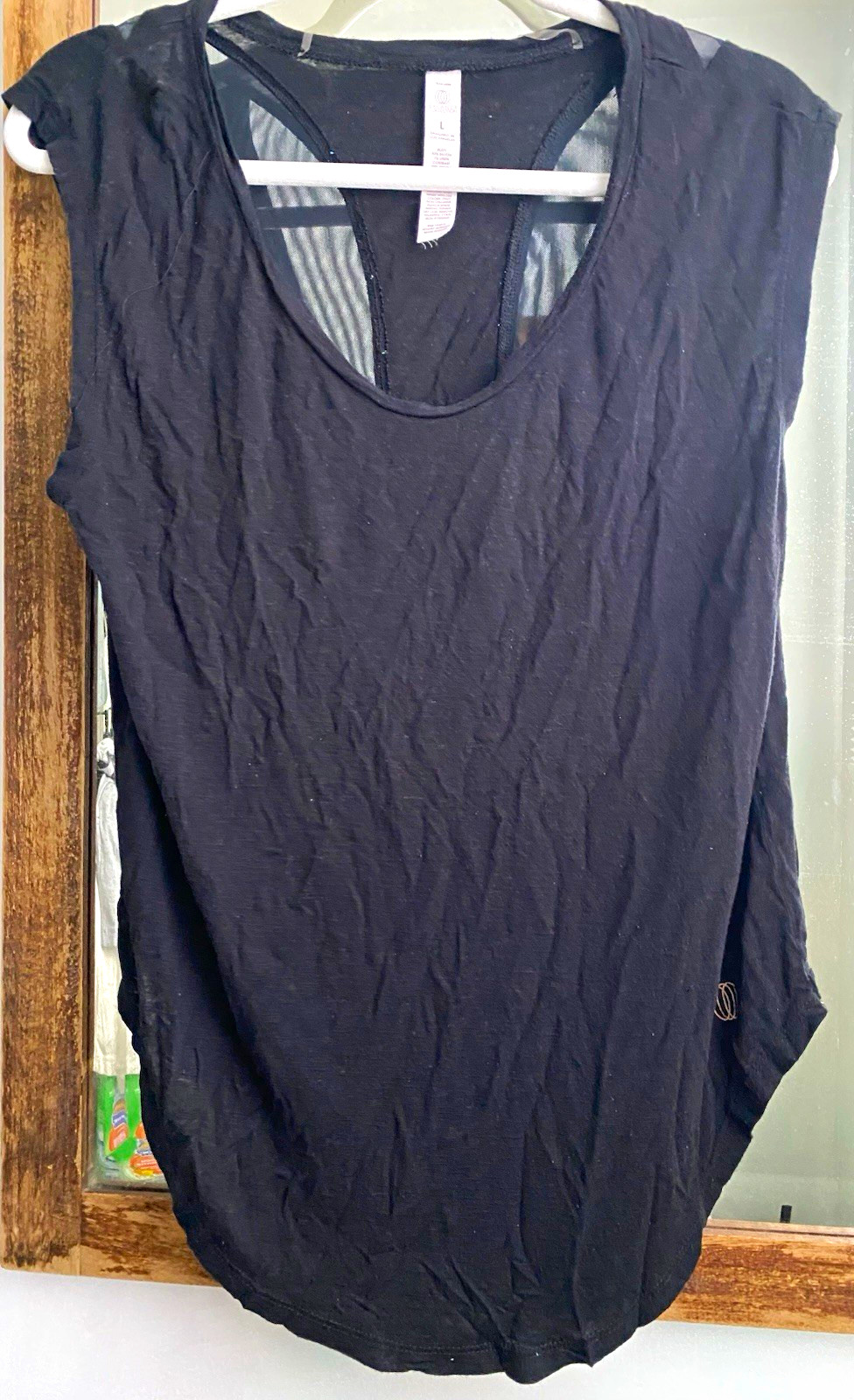 Balance Collection Women’s L Black Solid Scoop Neck Sleeveless Stretch Tank mesh