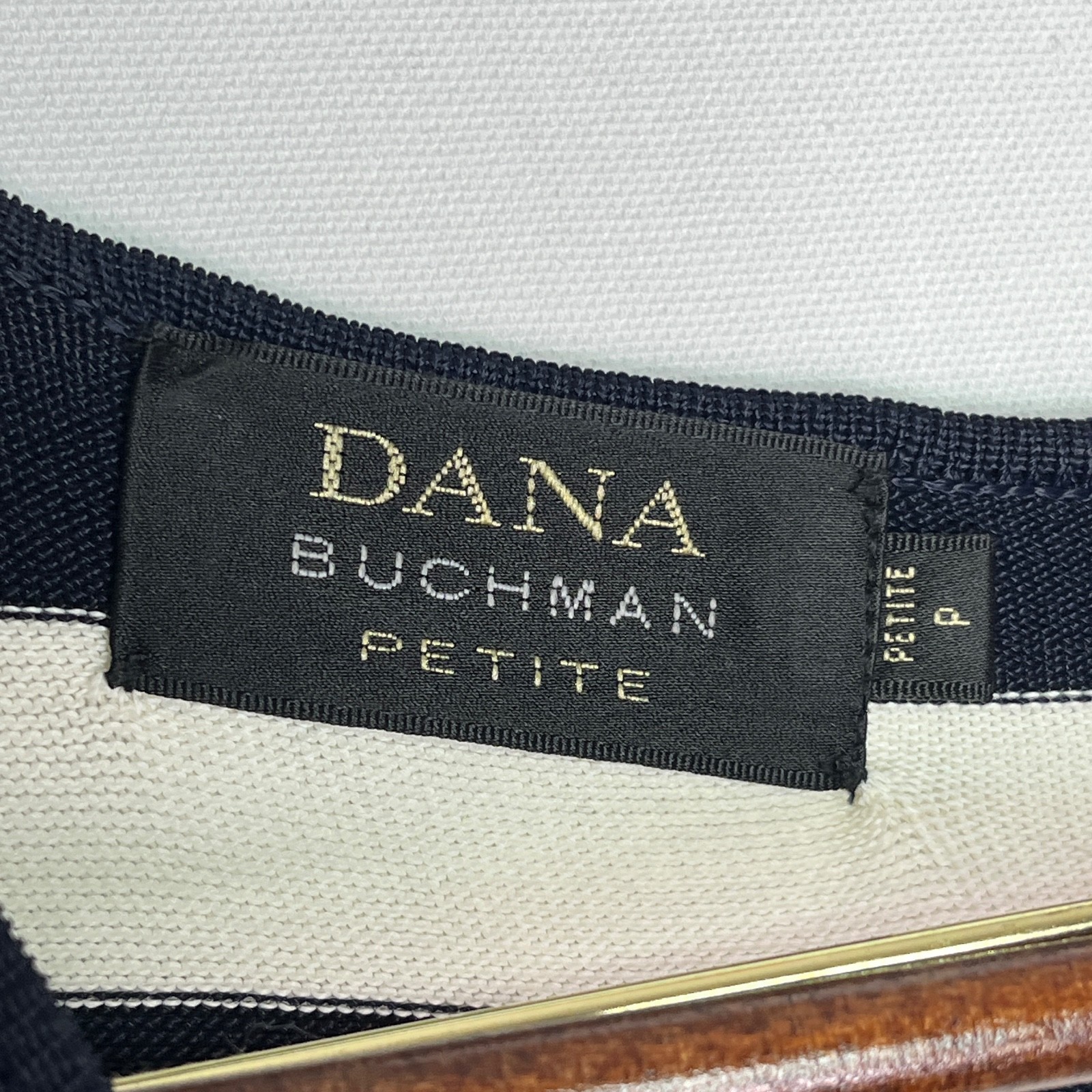 Dana Buchman Petite P Navy Tan Stripe Sleeveless Knit Tank Top