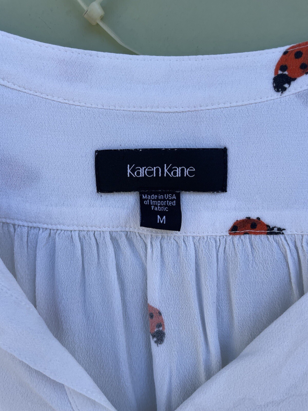2 Tops 1 Karen Kane / 1 Mango Ladybug Print Sleeve Top Blouse size M *READ NOTE*