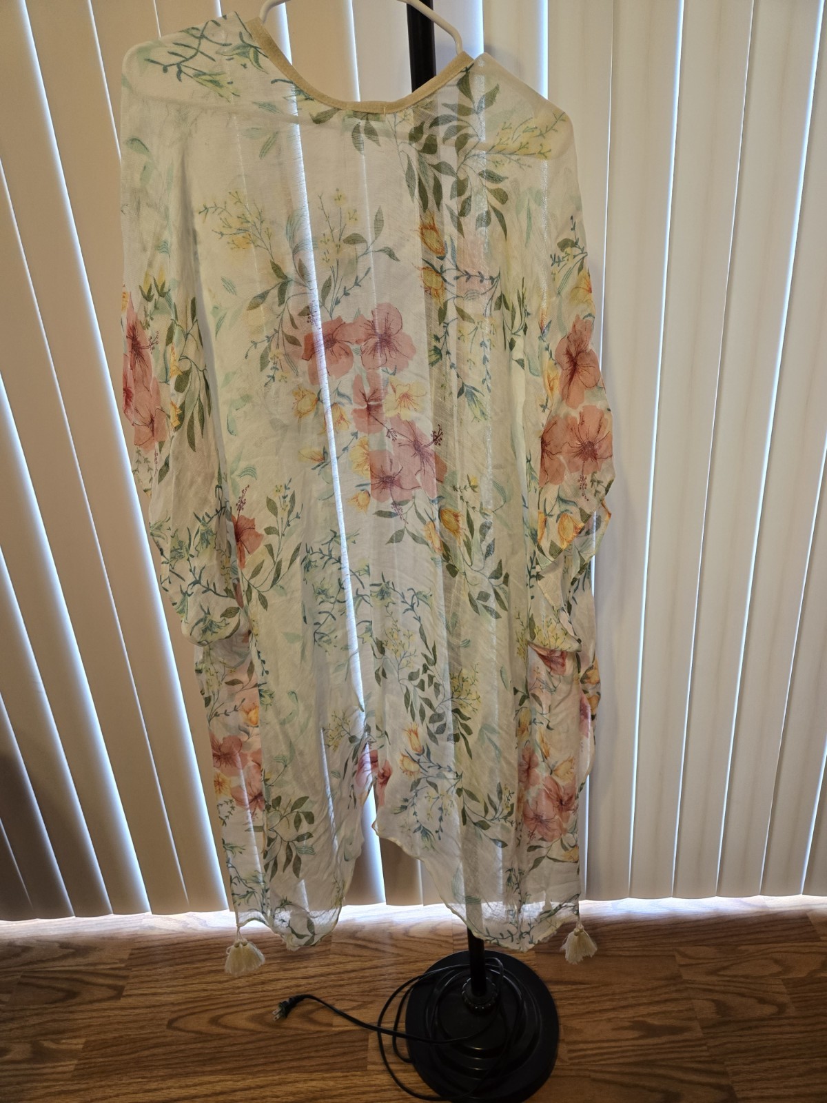 Spartina 449 Linen Floral Kimono RiverHouse Cover Up Hibiscus Pool Lounging NWT