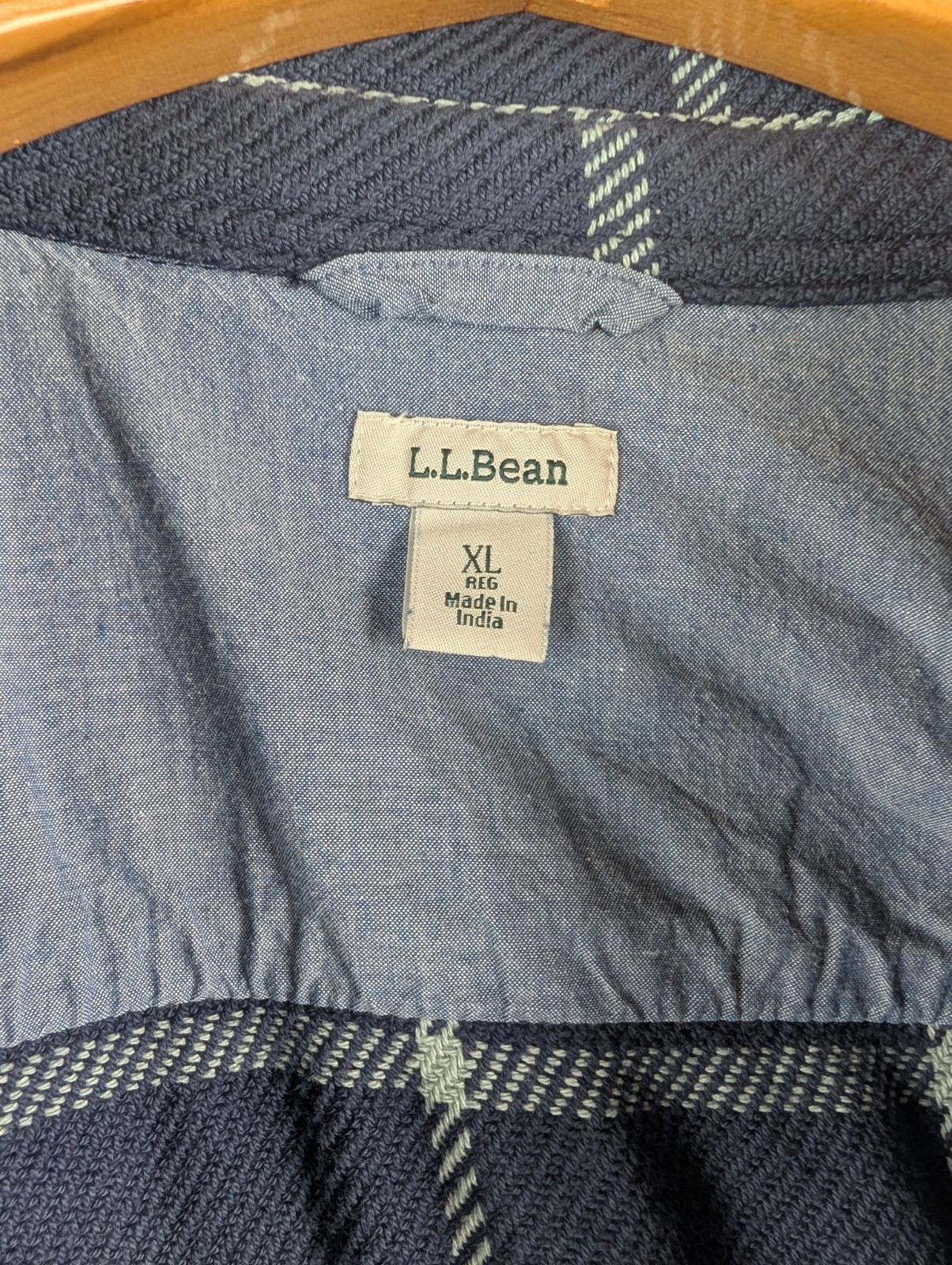 L.L.Bean 1912 Overshirt Jacket Womens XL Extra Large Blue Plaid Cotton Shacket