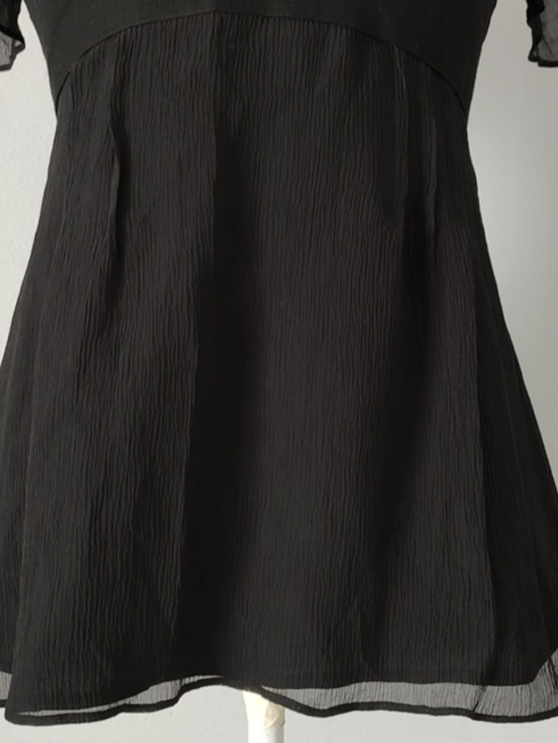 Nanette Lepore Top Blouse Black Size 2 Zipper Back Embellished Neck Good Conditi
