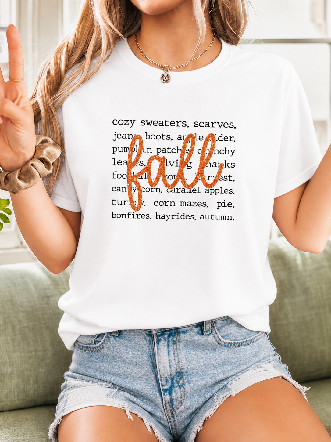 Fall T-Shirt Women – Funny Cozy Fall Words Graphic Tee, Thanksgiving Autumn Gift