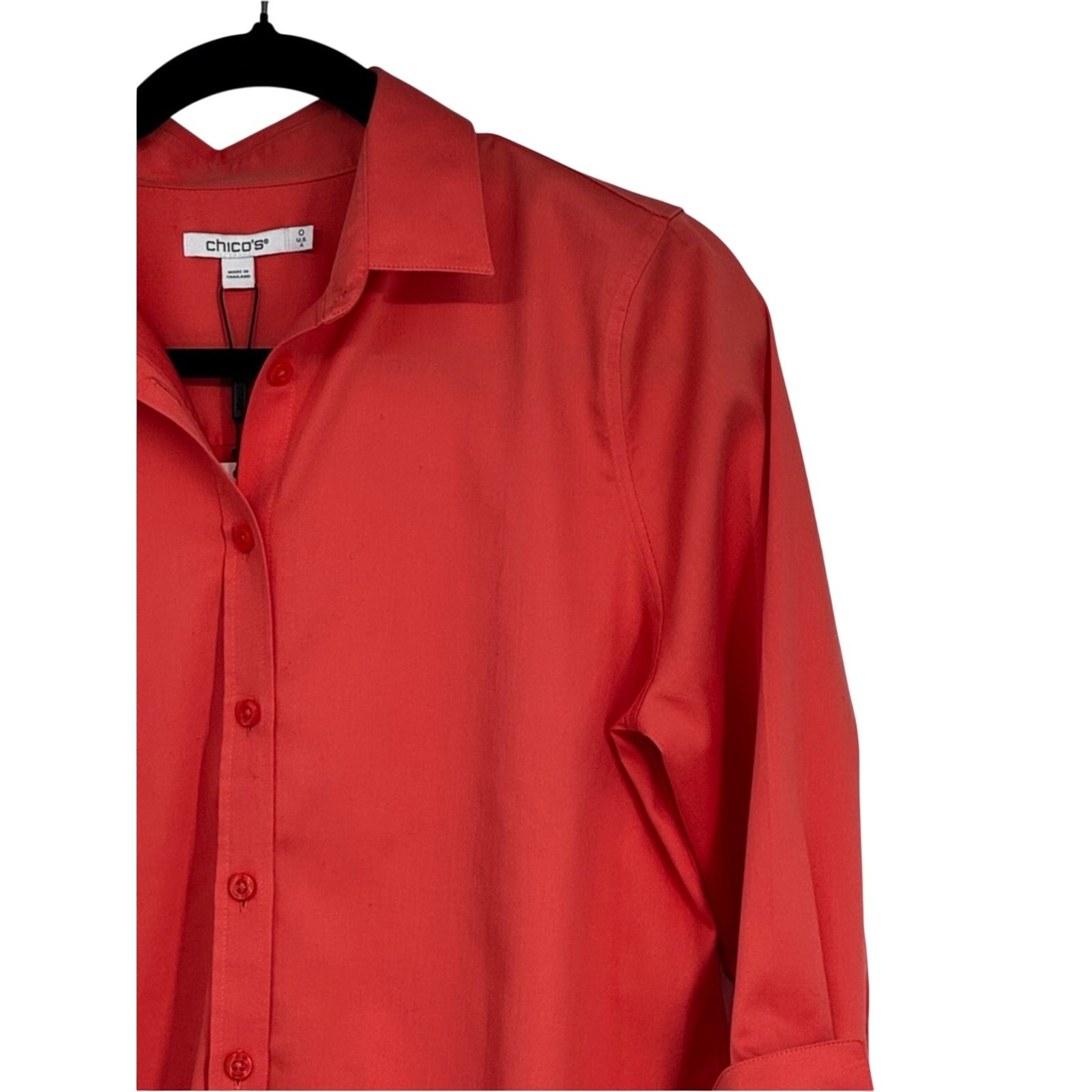 NWTS Chico’s 0 (Reg 4) Light Orange (Melon Mambo) No Iron 3/4 Sleeve BF Shirt