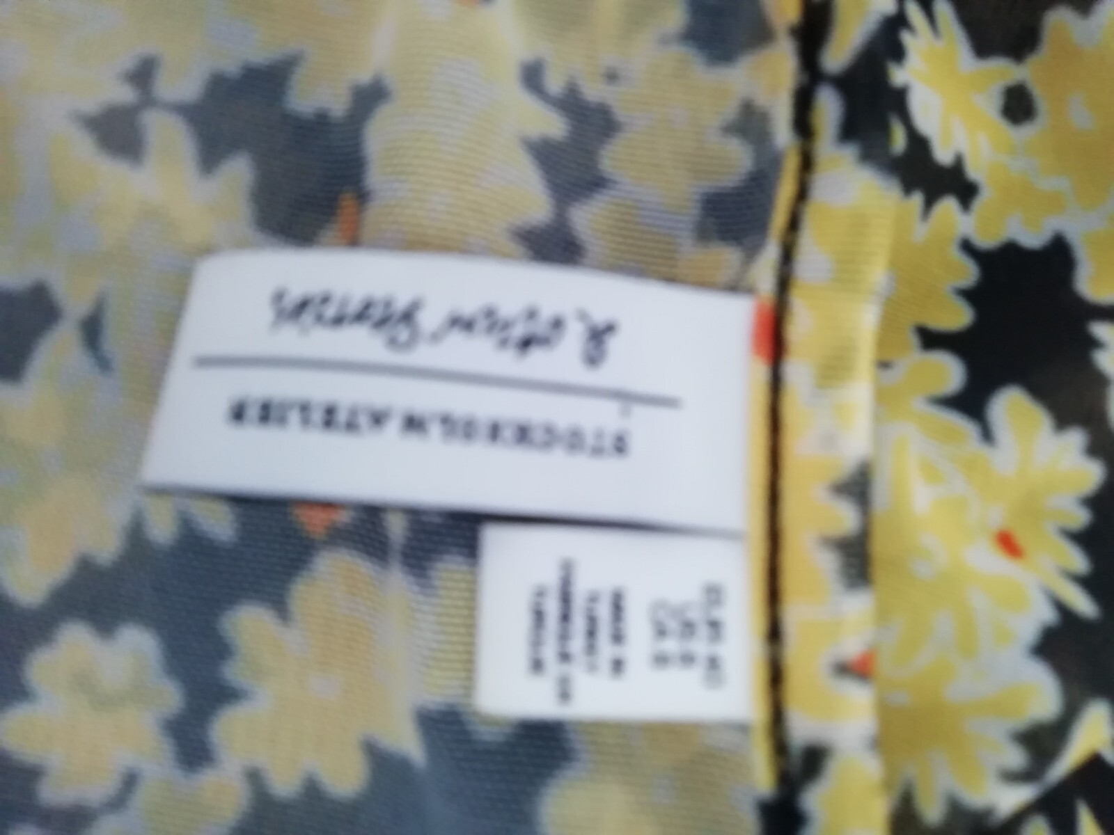 & Other Stories Size 12 (EU40) Yellow Black White Floral Mesh Sheer Stretchy Top
