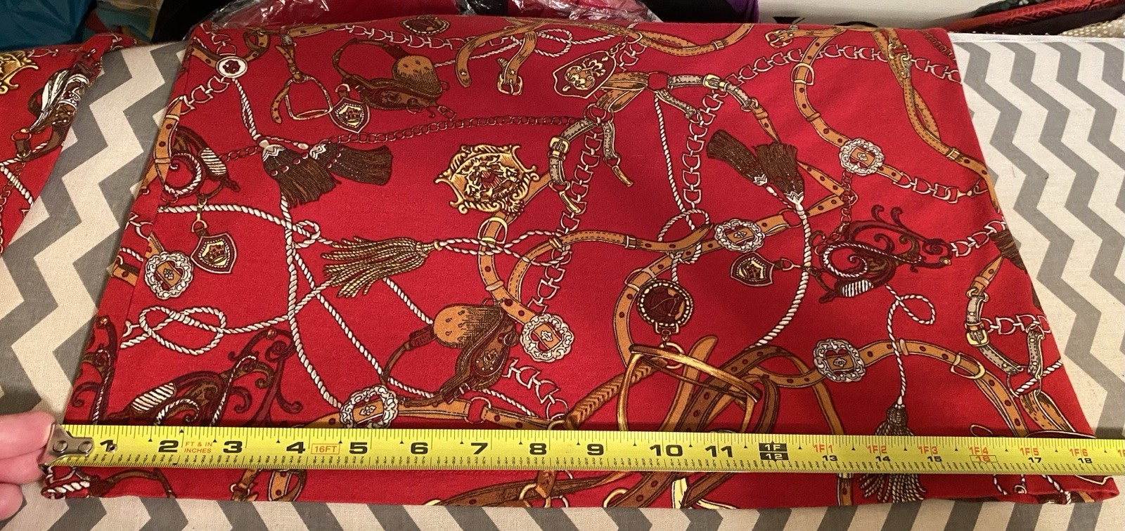 Talbots Wom M Waterfall Neck Blouse-Classic Designer Print-Jewels/Chains/Tassels