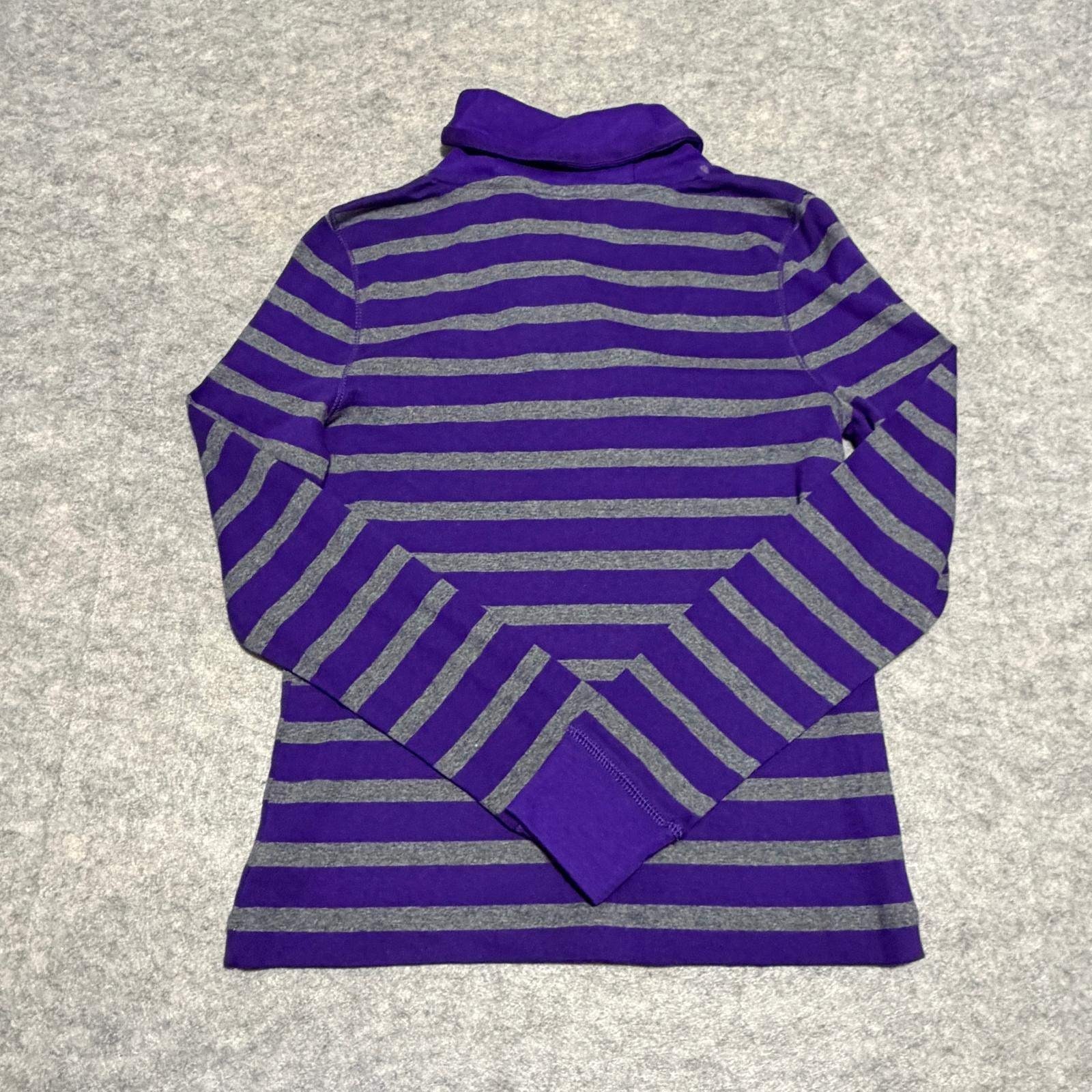 Lauren Ralph Lauren Jeans Co Womens Purple Gray Striped Quarter Zip Pullover M