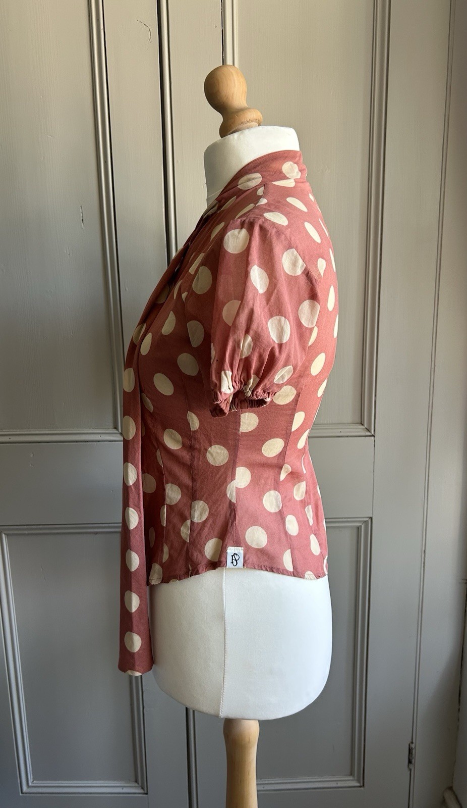 Paul Smith Rust Polka Dot Tie-Neck Cotton Blouse – Size IT 40 (UK 8)