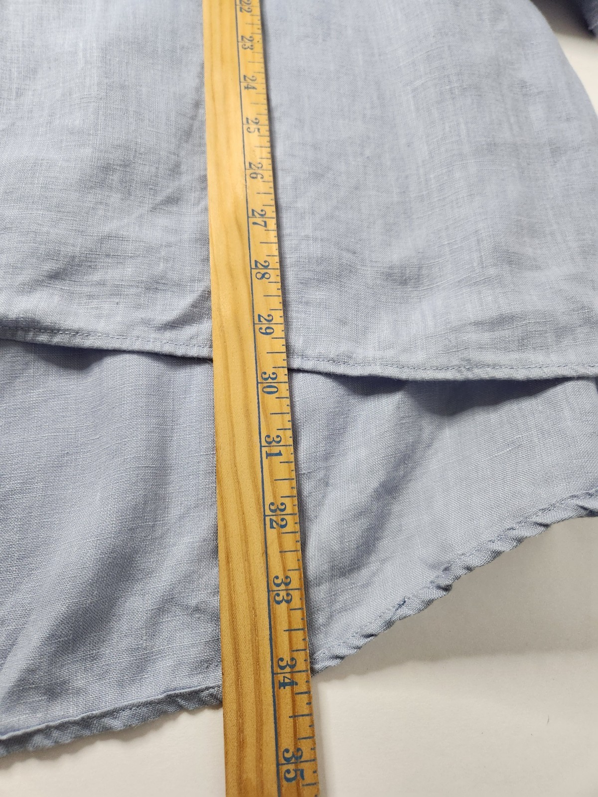 Ellen Tracy Blue 100% Linen Roll Tab Sleeve 1/2 Button Tunic Top Women Size 2X