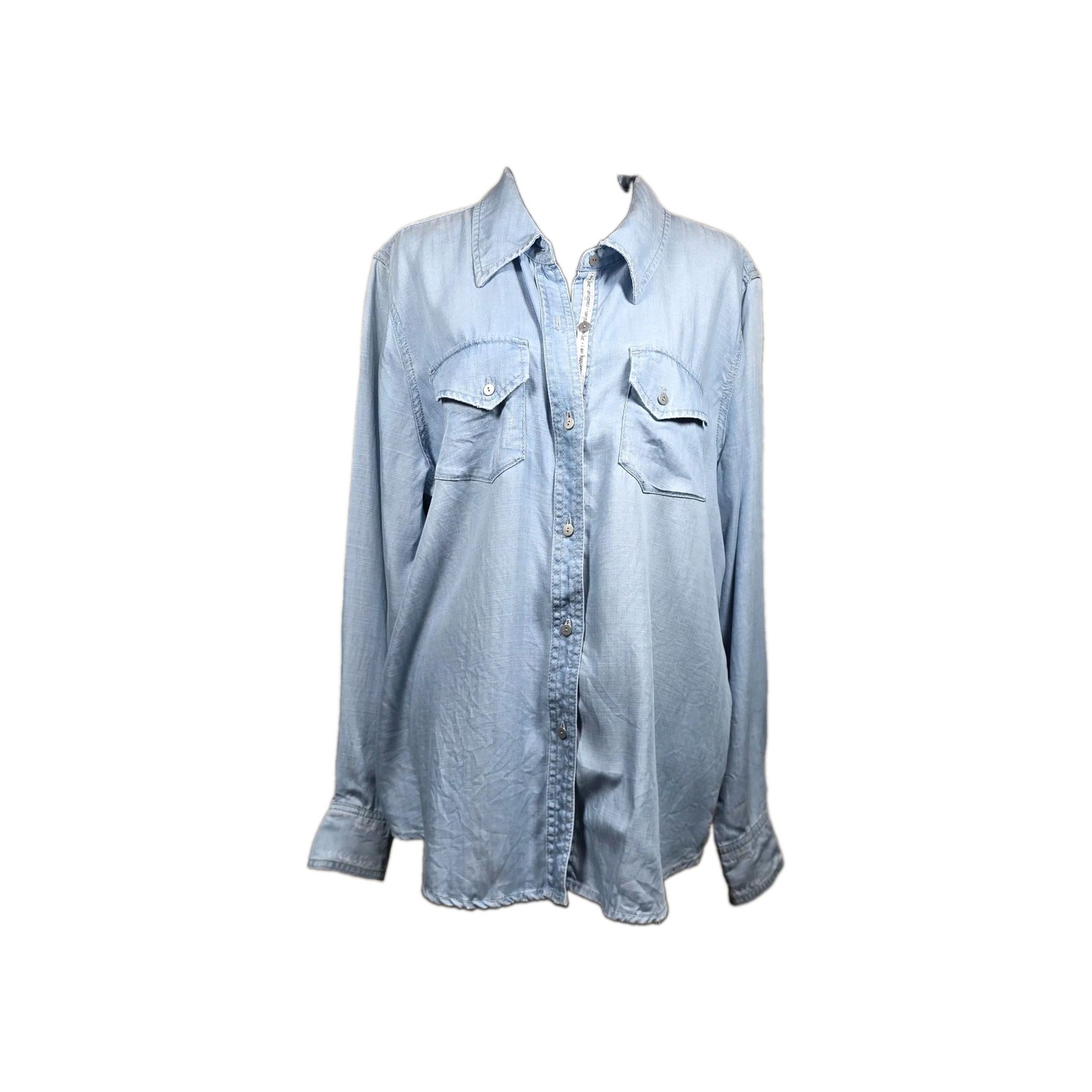 Peace Love World Womens 20W Chambray Western Button Shirt I Am Love Embroidered