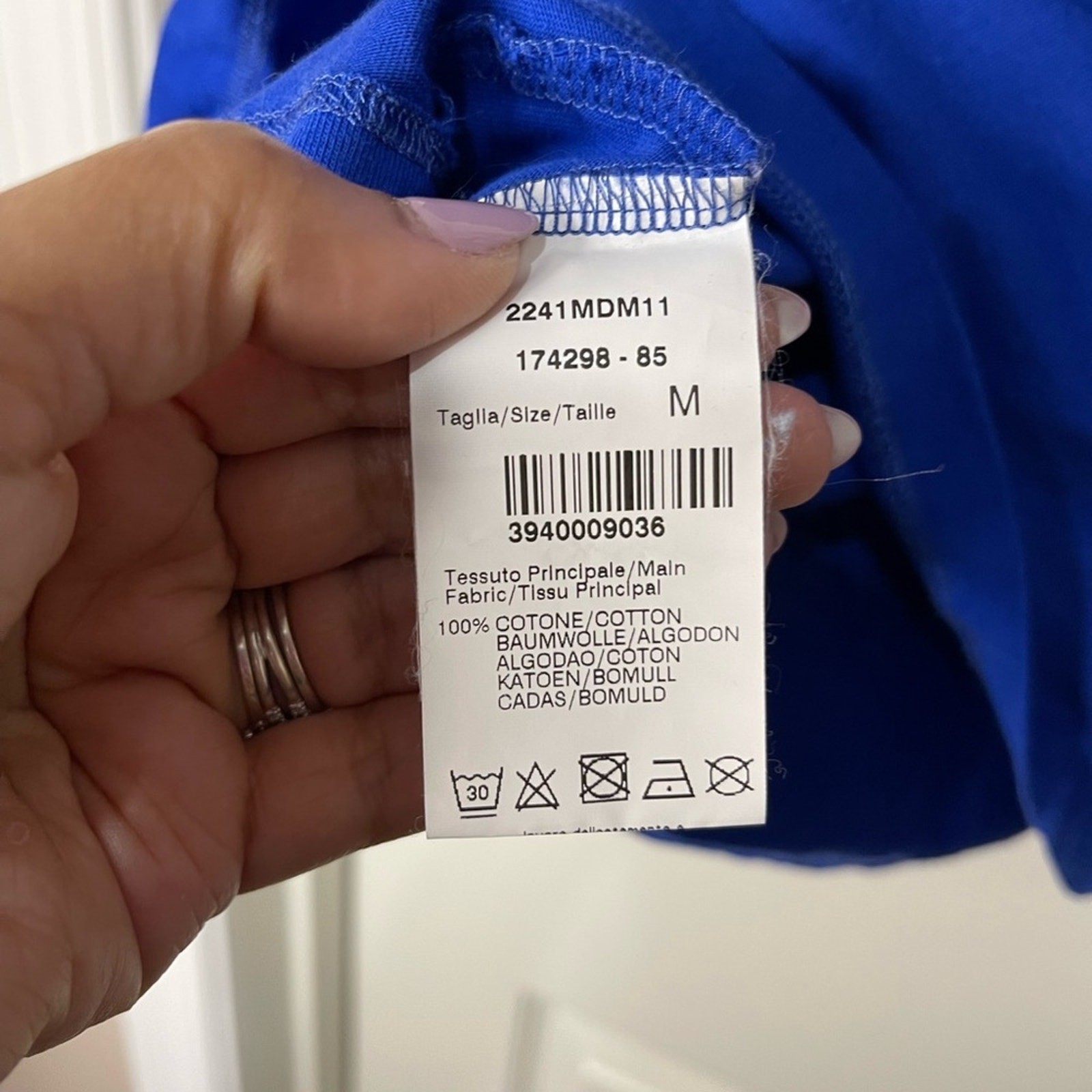 MSGM Milano Blue Ruffle Pocket Flounce Sleeve feminine Cotton T-shirt Medium