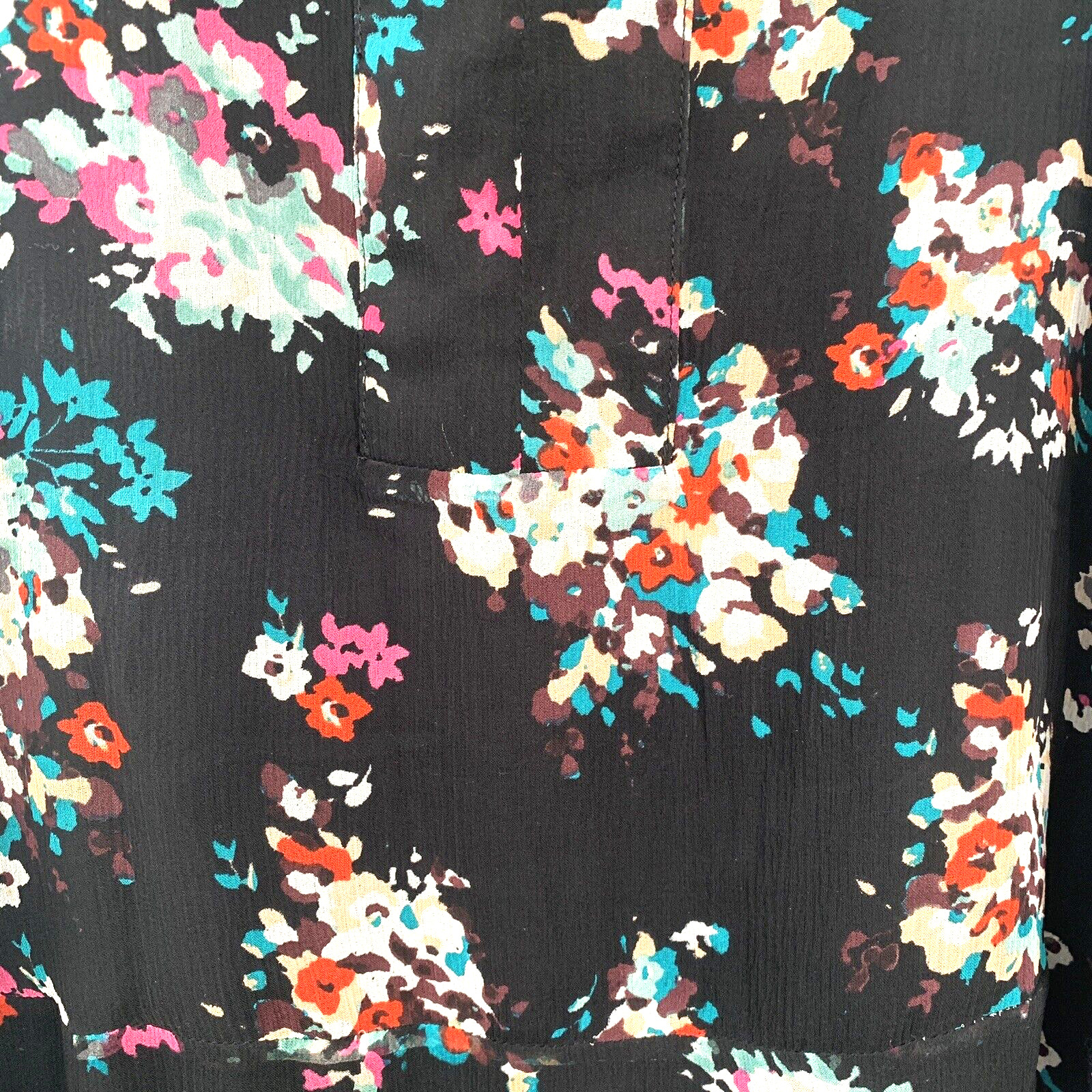Anthropologie Ella Moss XS Silk Blouse Tank Top Black Floral Sheer Sleeveless