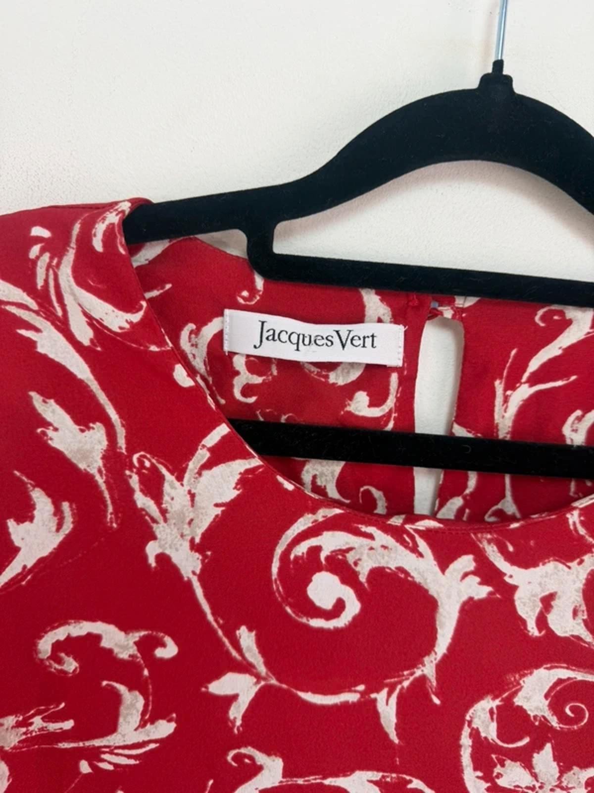 jacques vert womens red baroque floral print button blouse uk18 top tee camis