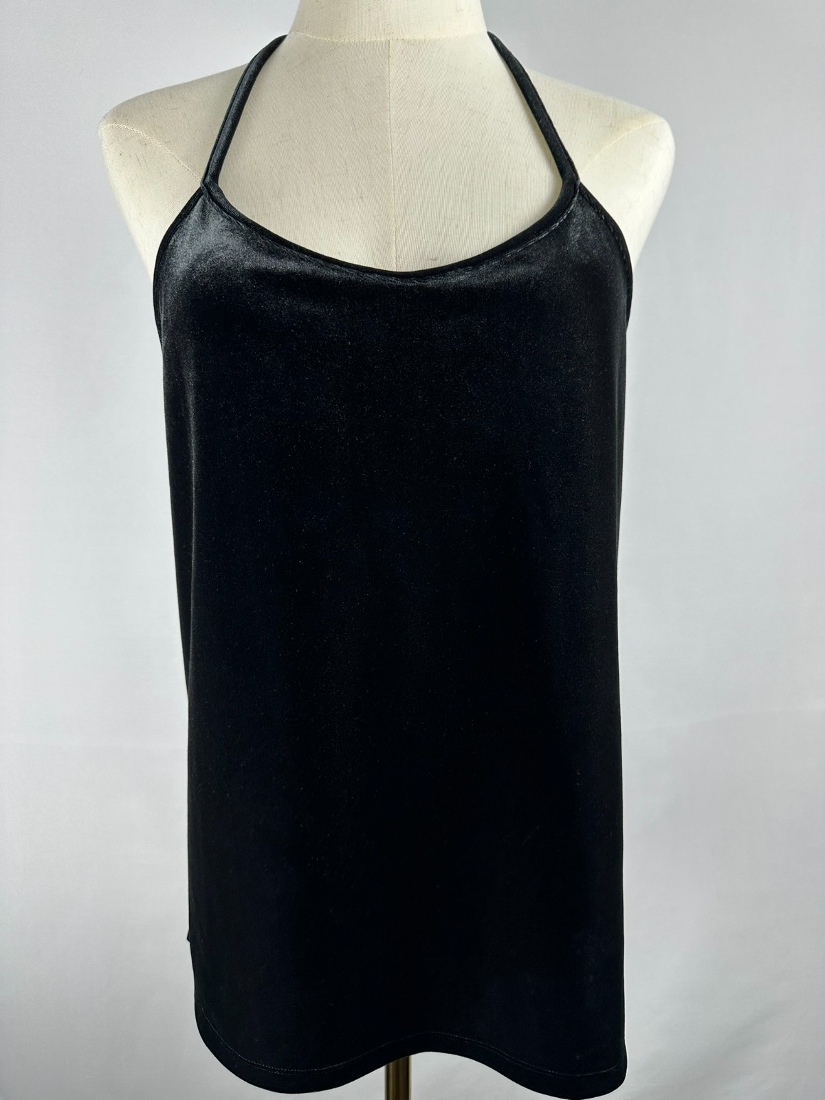 Gap Velvet Halter Top M Black Racerback Tank Y2K Glam Whimsigoth Fairy Grunge