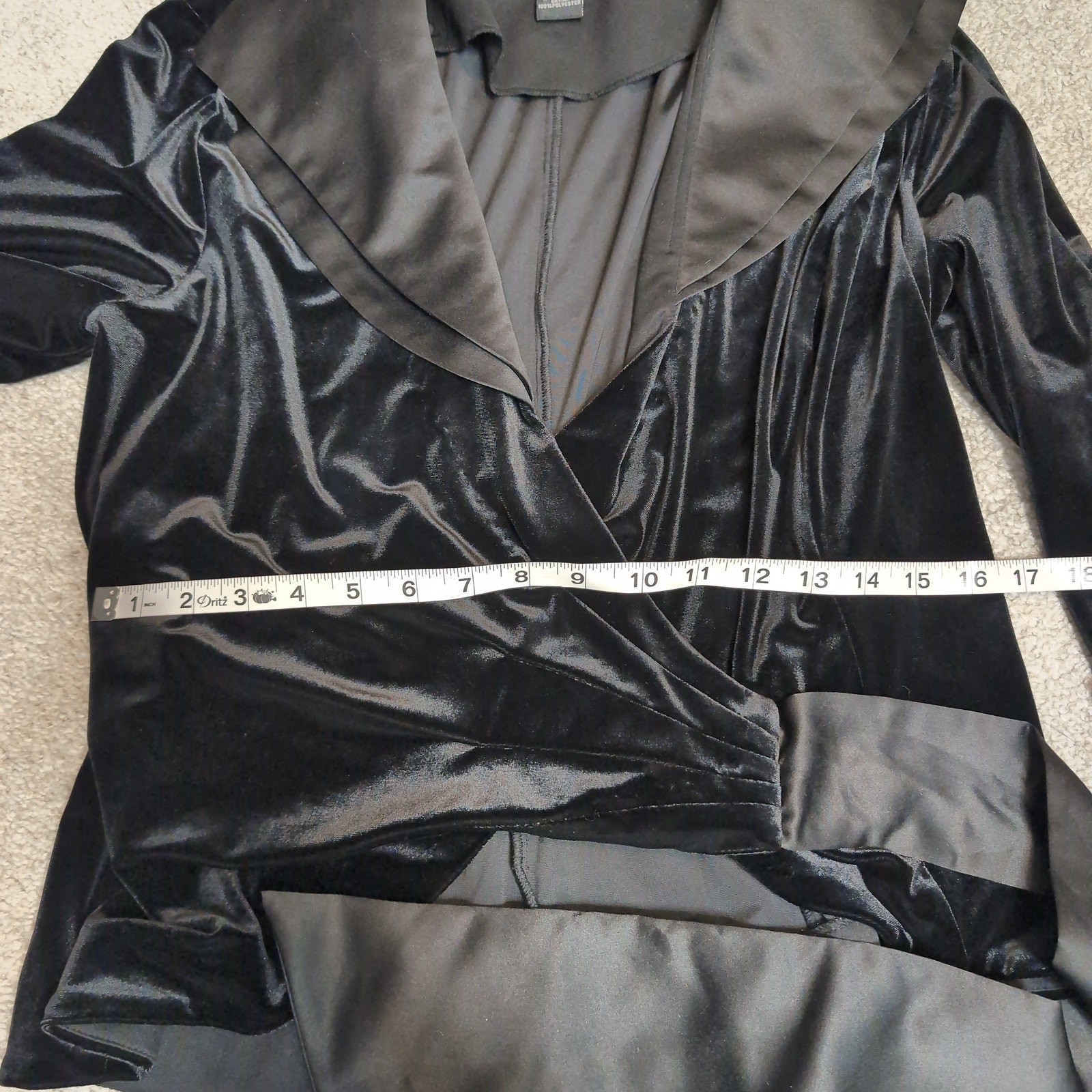 Velvet Wrap Top with Satin Collar and Cuffs Gothic