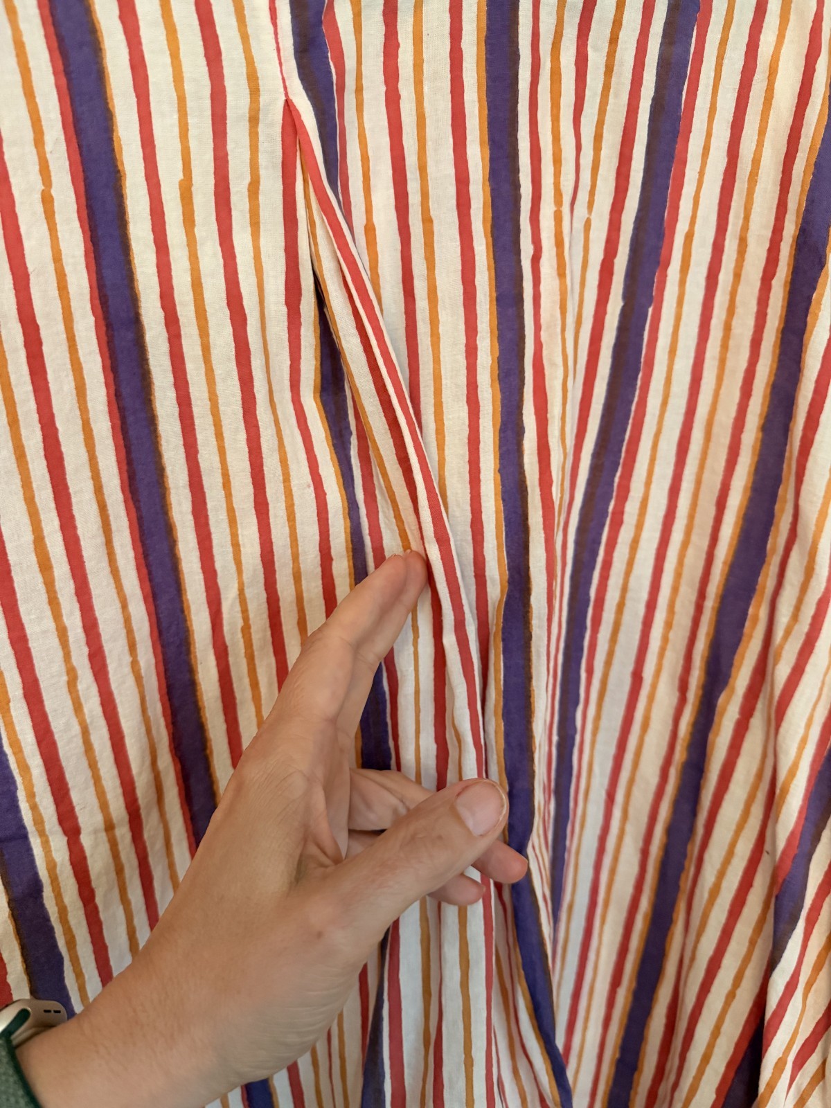 Marketplace Handiwork of India Purple Red White Embroidered Striped Tunic 2W