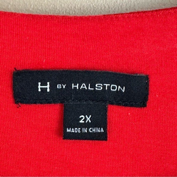 H by Halston Red Pink Layered Abstract Floral Feminine Flowy Tank Top Blouse 2X