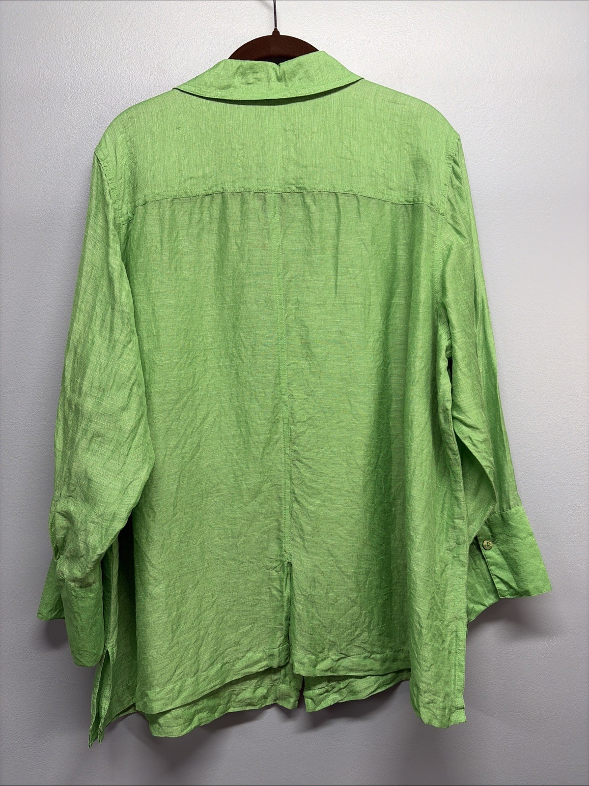 Coldwater Creek Blouse – Gorgeous Green Silk/Linen Blend Button-up – Size 2X