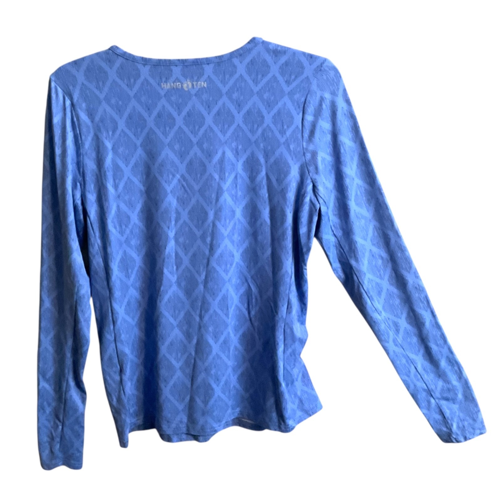 Hang Ten Sun Protection Swim Shirt Womens Size S Long Sleeve Blue Diamond Surf