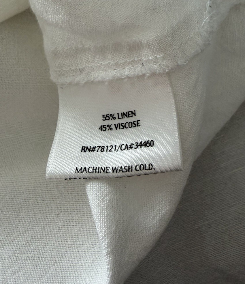 Eileen Fisher Women’s White Linen Blend Italian Fabric Button Front Boxy Top XL
