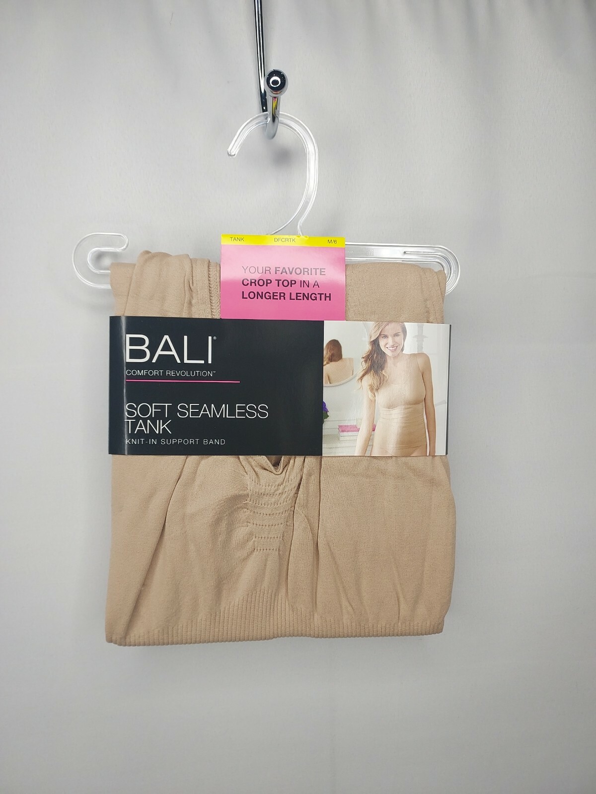 NWT BALI NUDE COMFORT REVOLUTION SOFT SEAMLESS TANK KNIT SUPPORT BAND SZ M #367A