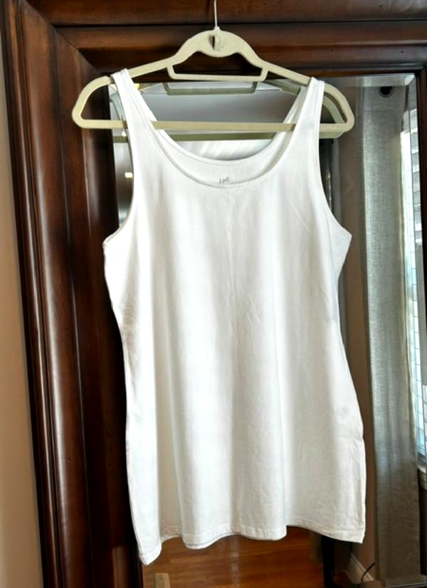 J JILL Womens XL White Long Perfect Stretch Tank Top New with Tags X-Large