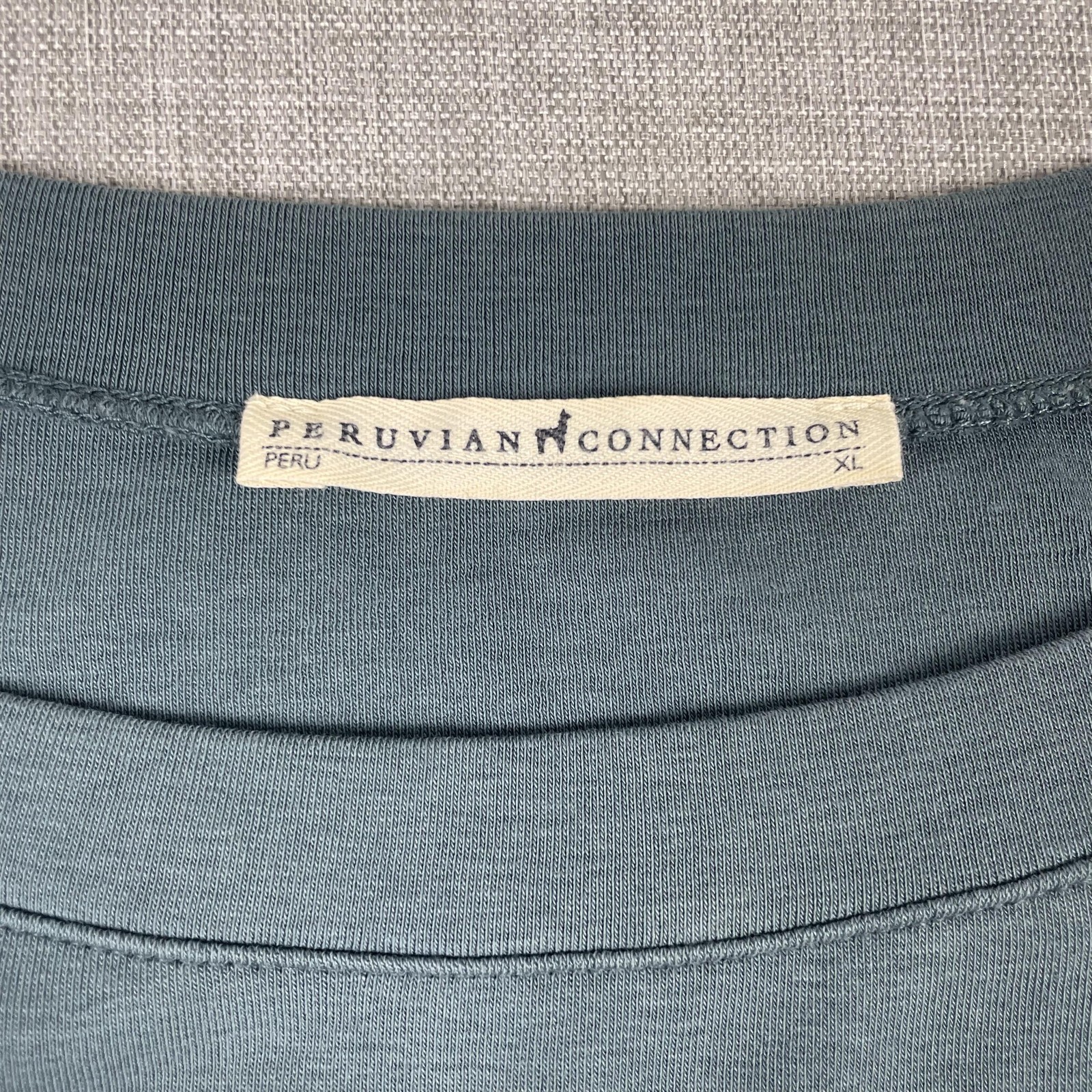 Peruvian Connection Shirt Womens XL Blue Boat Neck Long Sleeve Tunic Pima Button