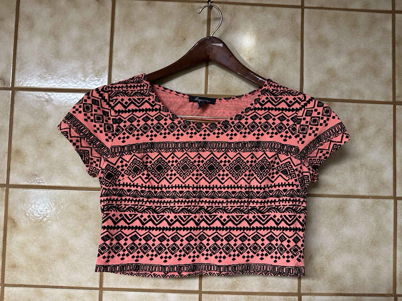 Forever 21 Junior Women’s Lg Geometric Print Crop Top, 90’s Retro Y2K, Sz Lg
