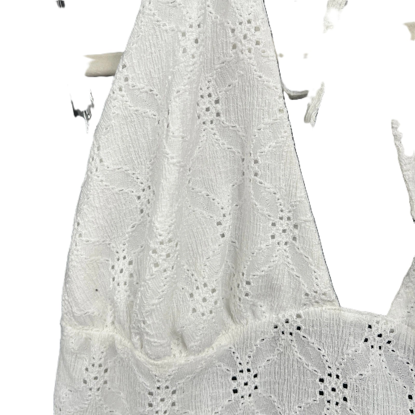 NEW Wild Fable Solid White Eyelet Cropped Pull Over Halter Top XXL