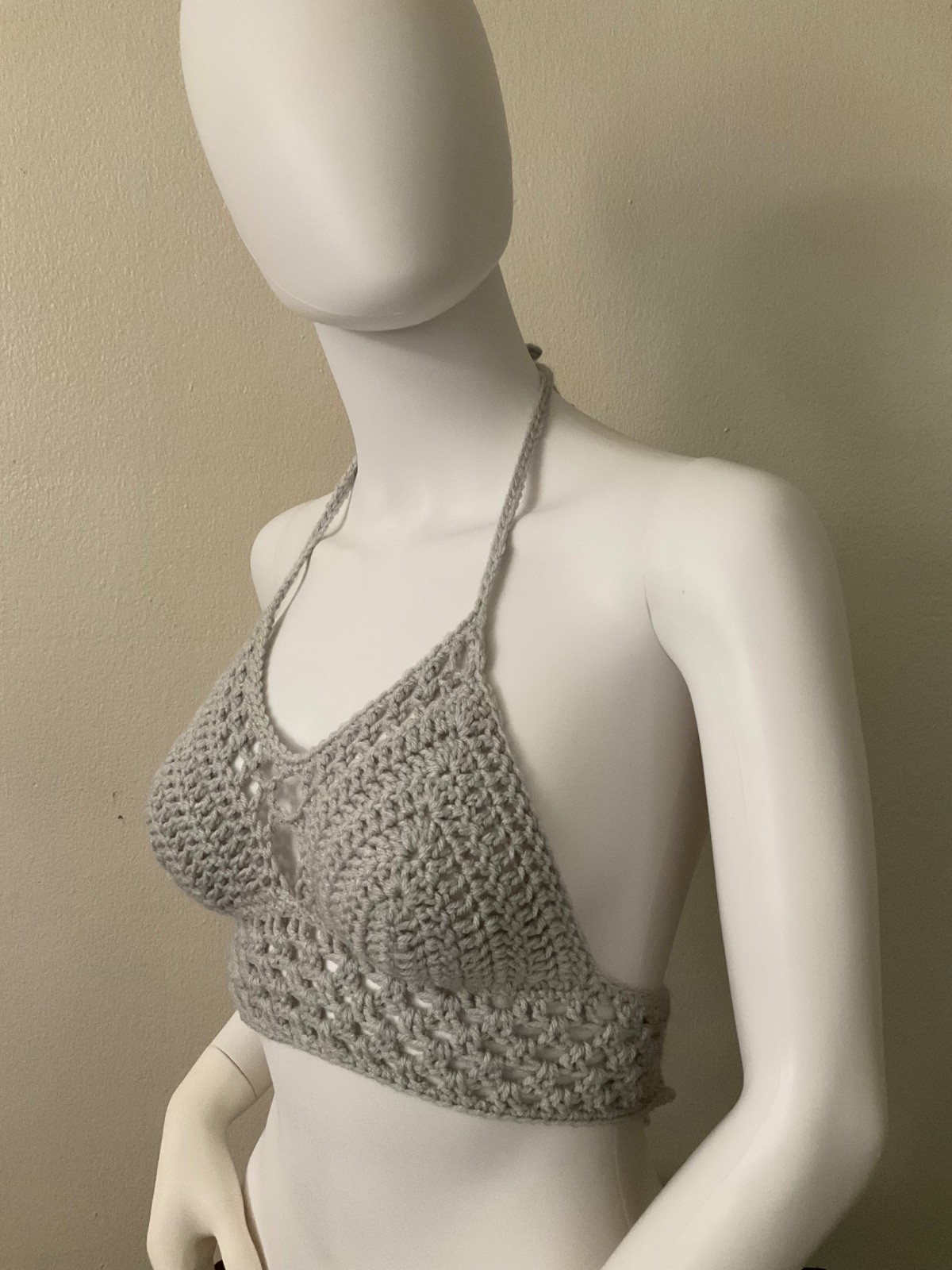 Handmade Crochet Halter Bralette Top Boho Festival Beachwear Tank Crop Size smal