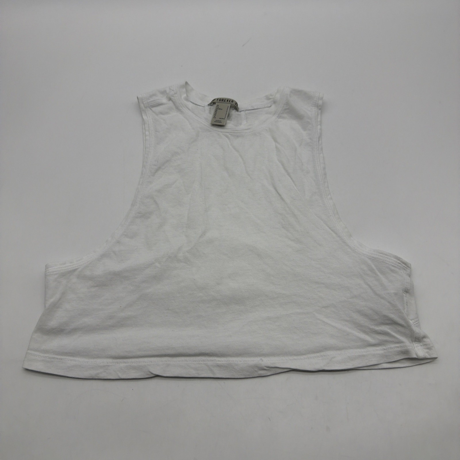 Frever 21 Tank Top Cropped Women S White Solid Logo .#39168