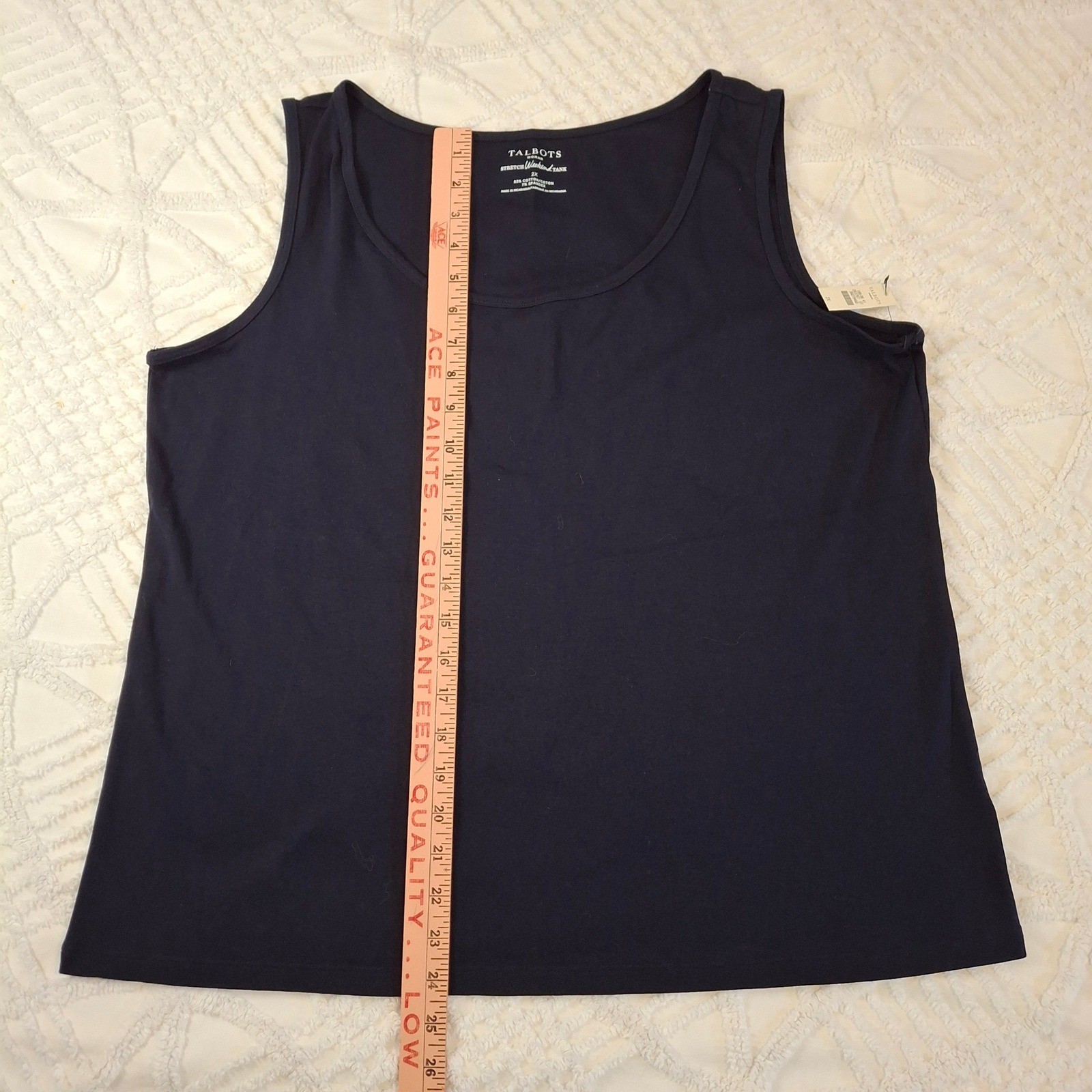 Talbots Woman 2X Cotton Stretch Tank Top Navy Blue Cotton Spandex Sleeveless NWT