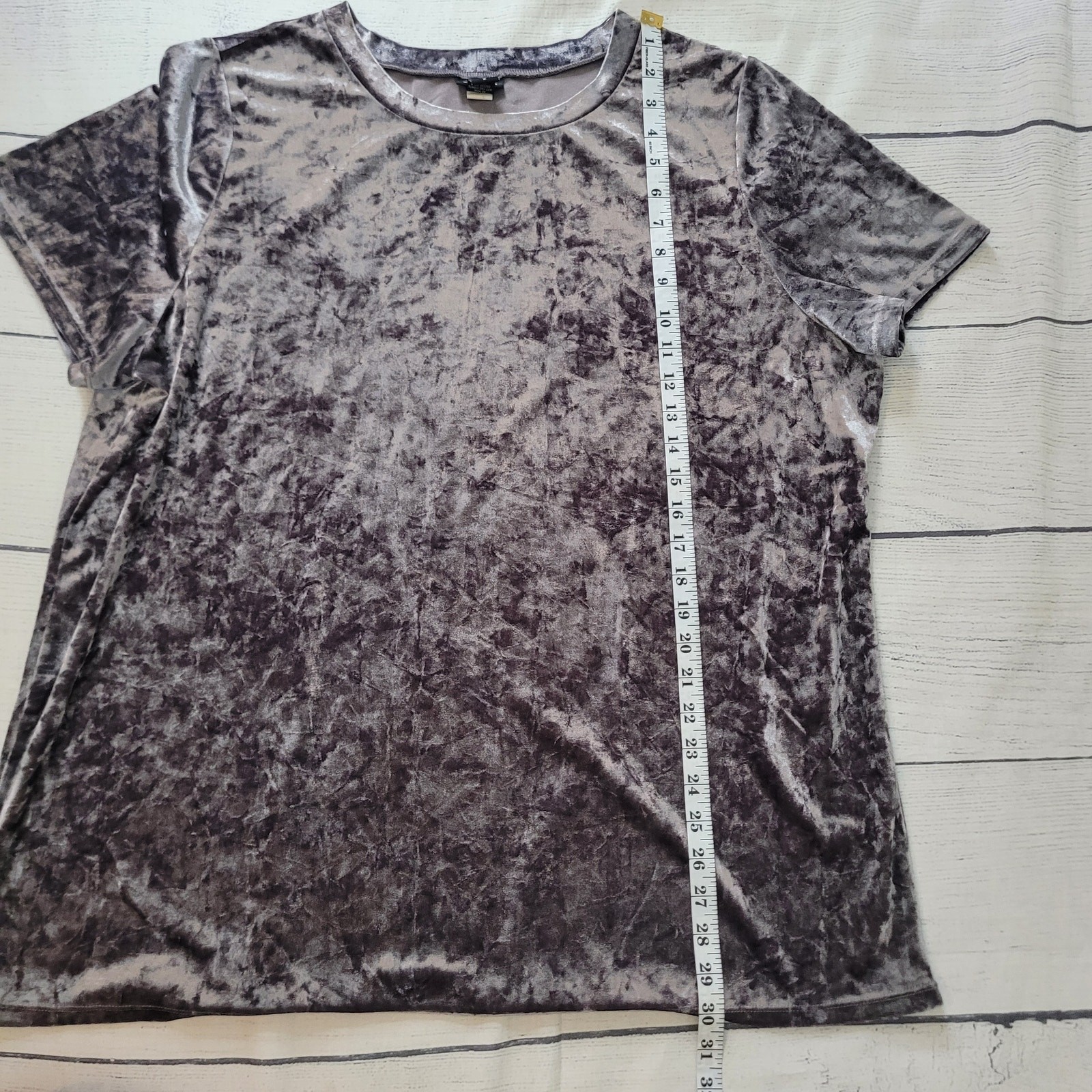 Torrid Size 2X Heather Grey Crushed Velvet Short Sleeve Tee Top Holiday