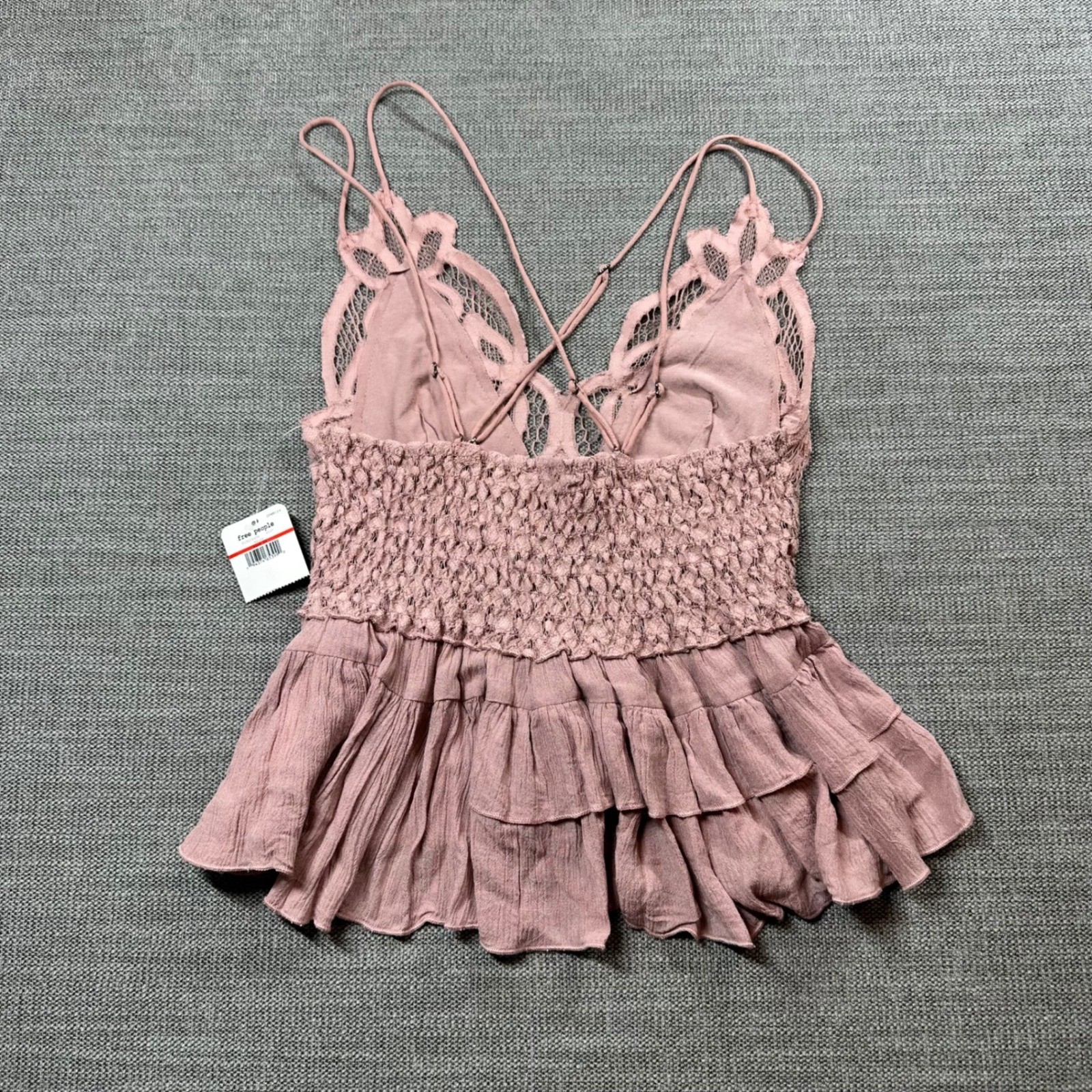 Free People Camisole Women XS Mauve New Lace Ruffle Boho Top