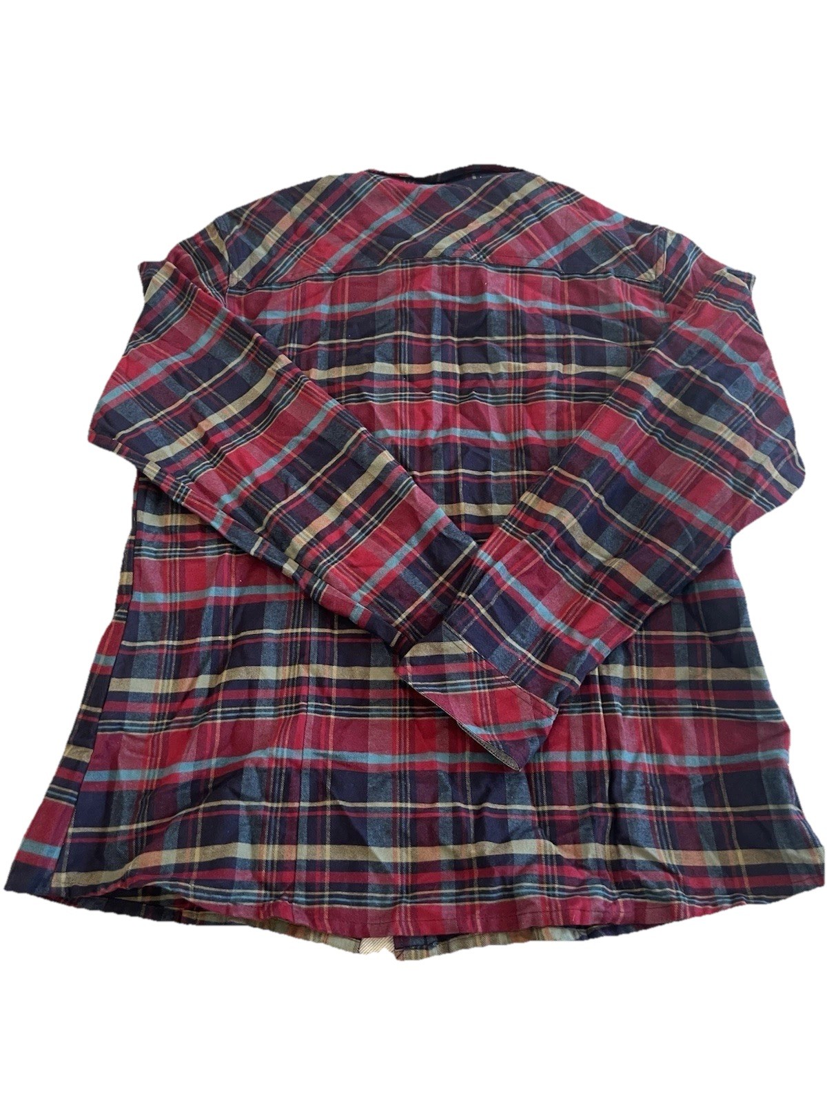 CQR Women’s Plaid Flannel Shirt With Chambray Flip Cuffs Size 2XL