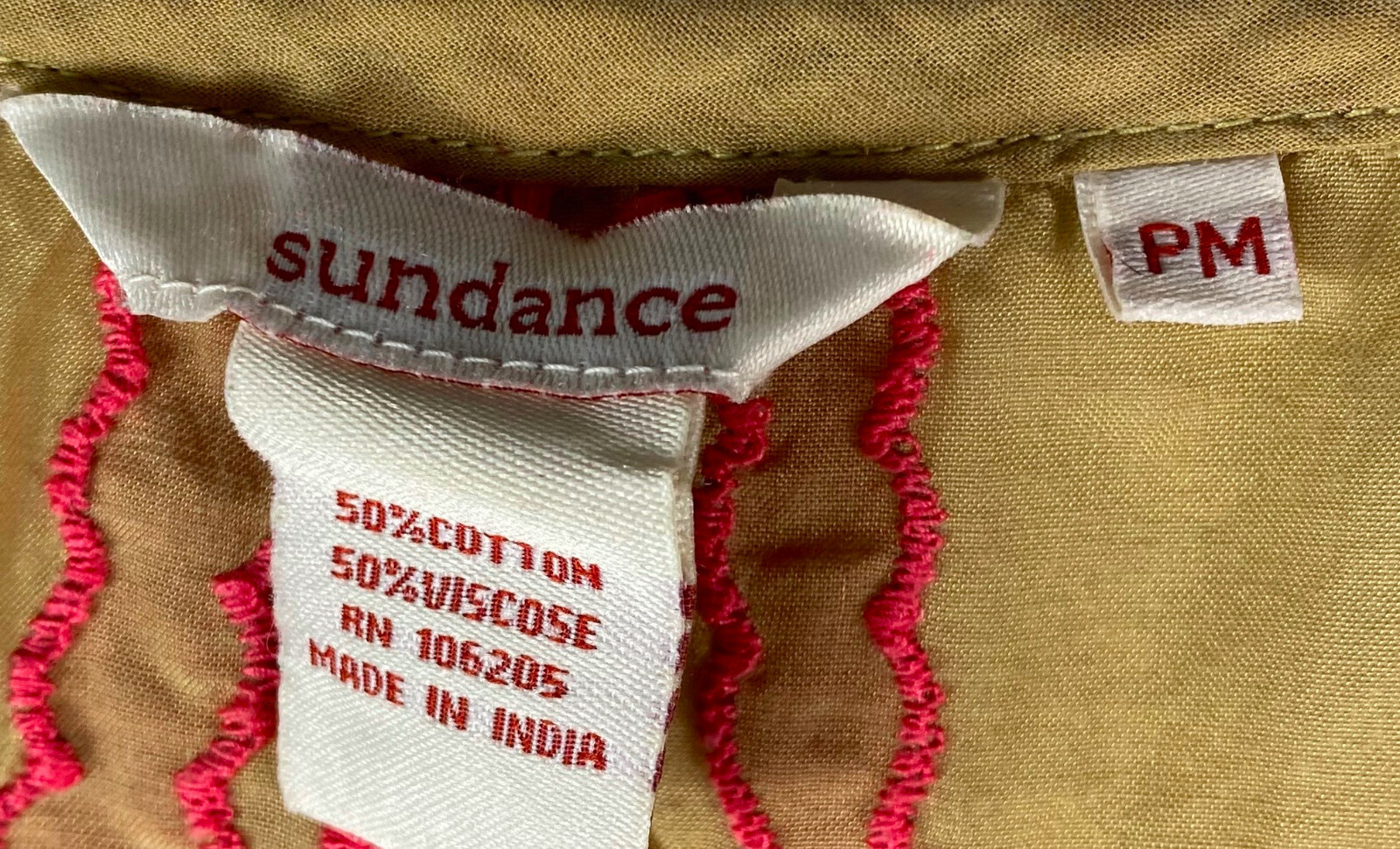 Sundance Catalog PM Medium Petite Top Tunic Shirt Peasant Gypsy Tan Pink cc