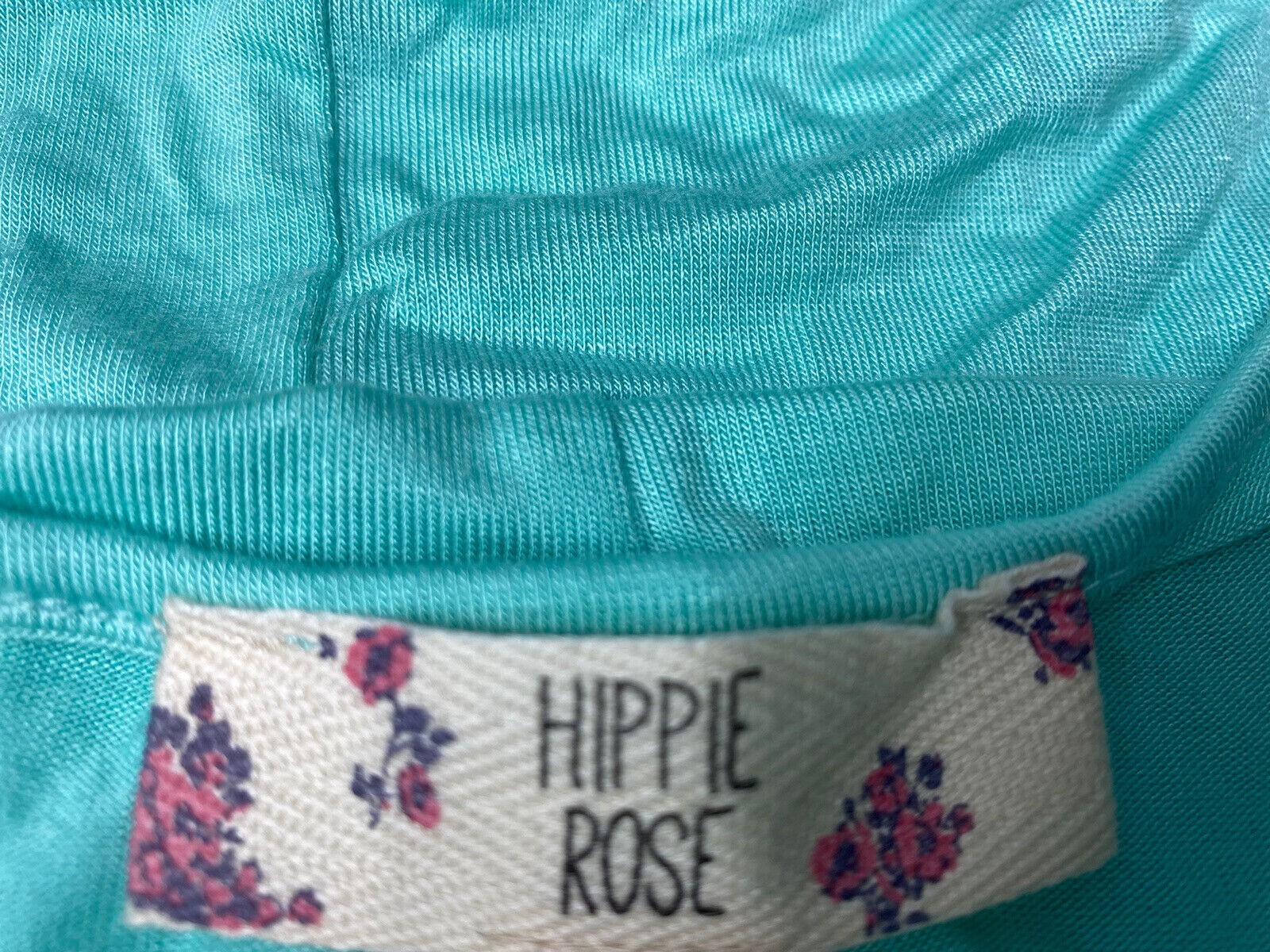 Hippie Rose Shirt Womens size Small Blue Sleeveless Stretch Sharkbite Top New