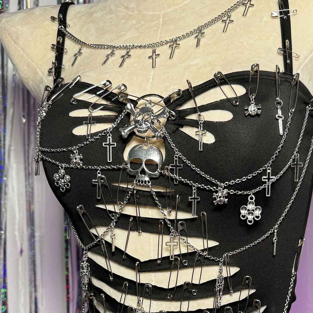 Goth Tops Punk Mini Rock Clothes Y2K Sexy Gothic Tank Emo Clothing Grunge