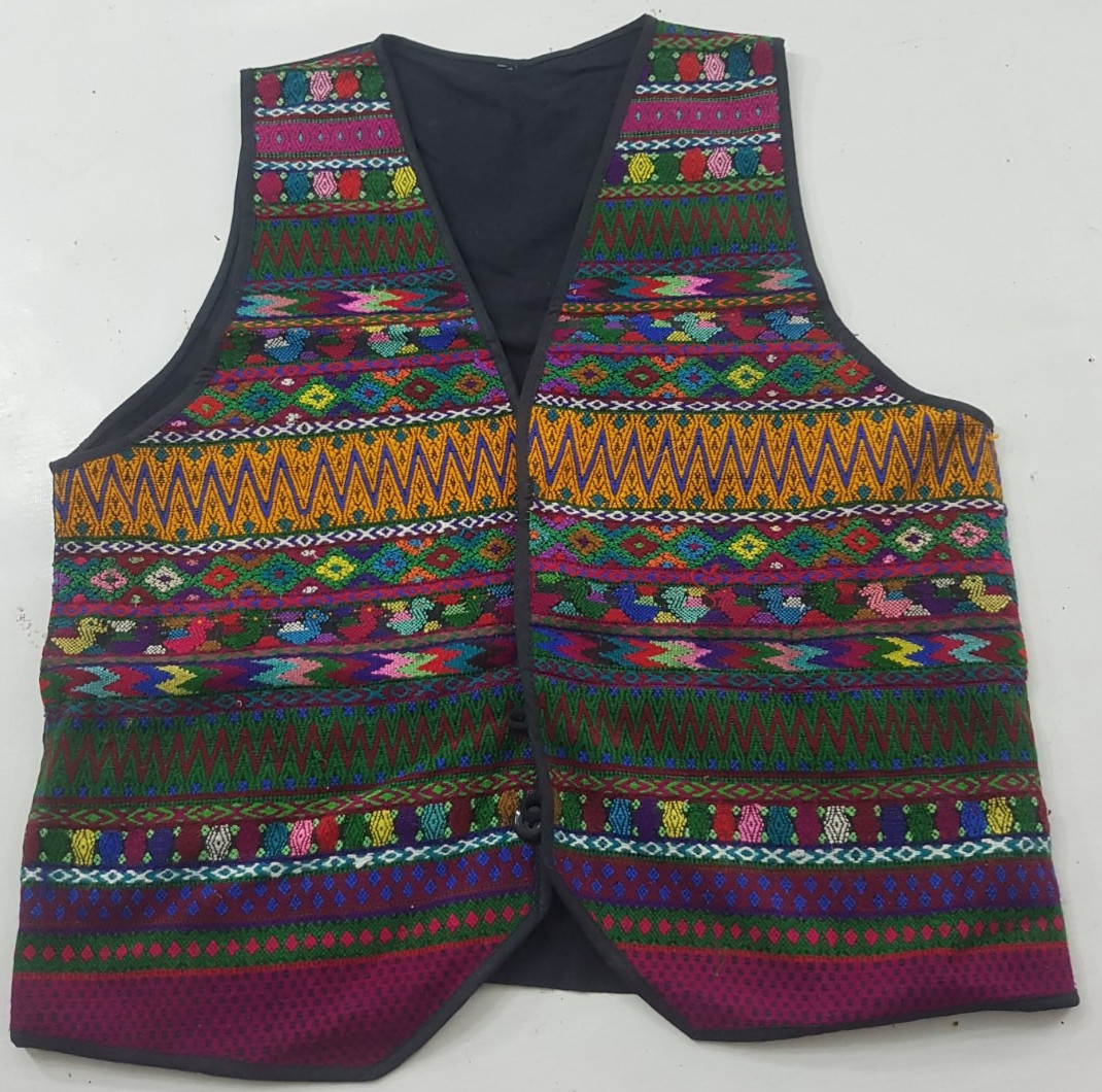 Vintage Hand Embroidery Lovely Traditional Guatemalan Multicolor Vest 58×51 cm