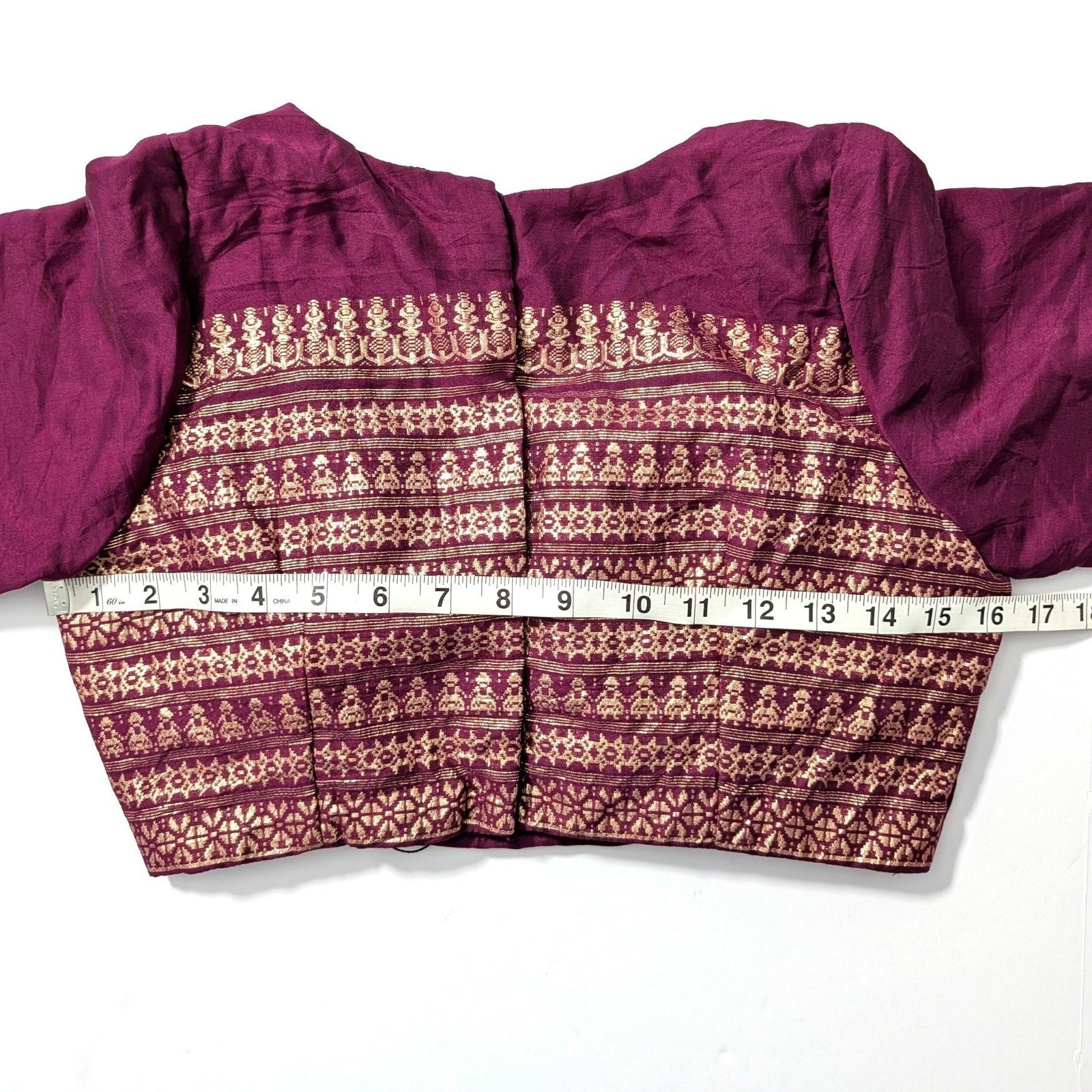 Indya Luxe Purple Plum with Gold Embroidery Sari Saree Blouse Crop Top Sz S NWT