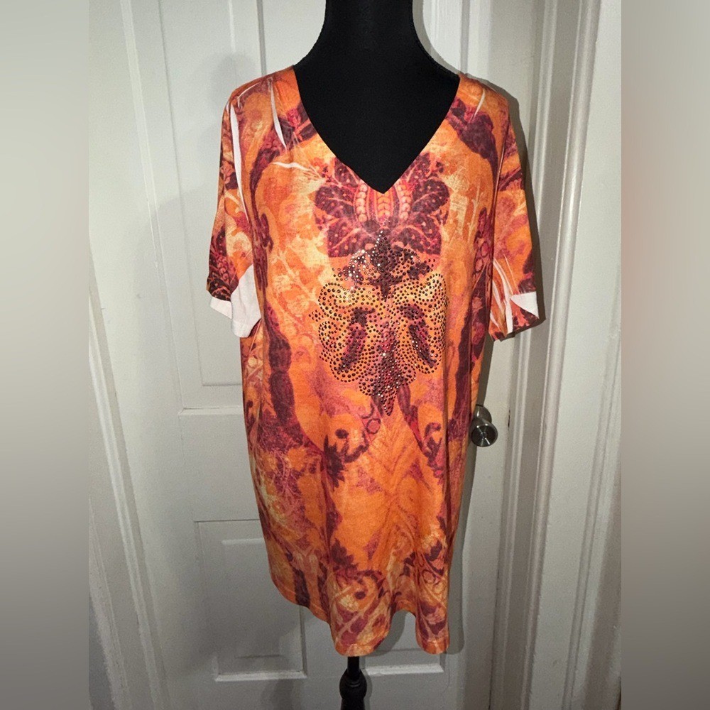 Women’s plus size 18 Patterned shirt top blouse all over print women SZ XL