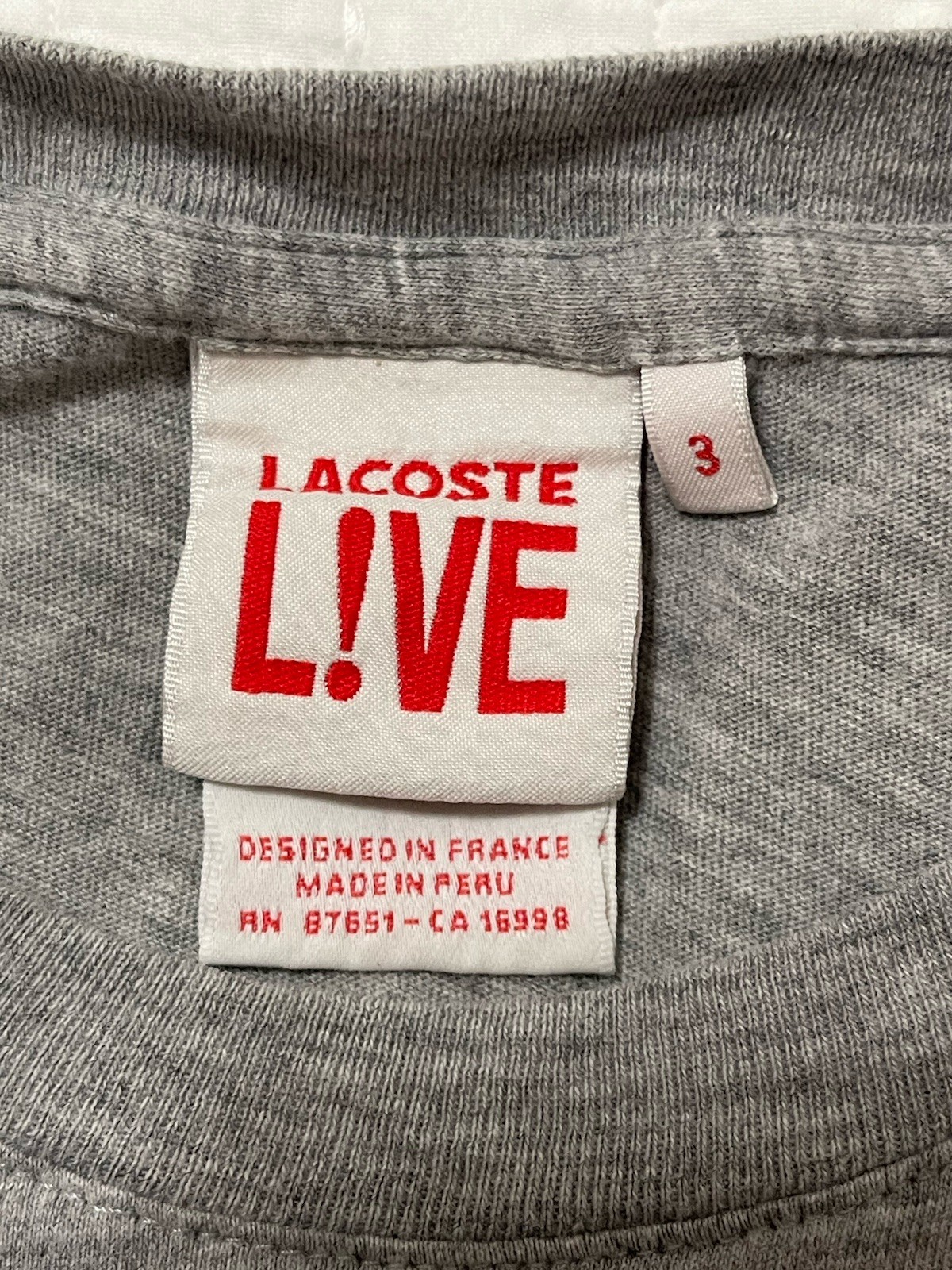 Lacoste L!ve LIVE women’s t-shirt Heather Grey Soft Cotton Blend Size 3 Medium