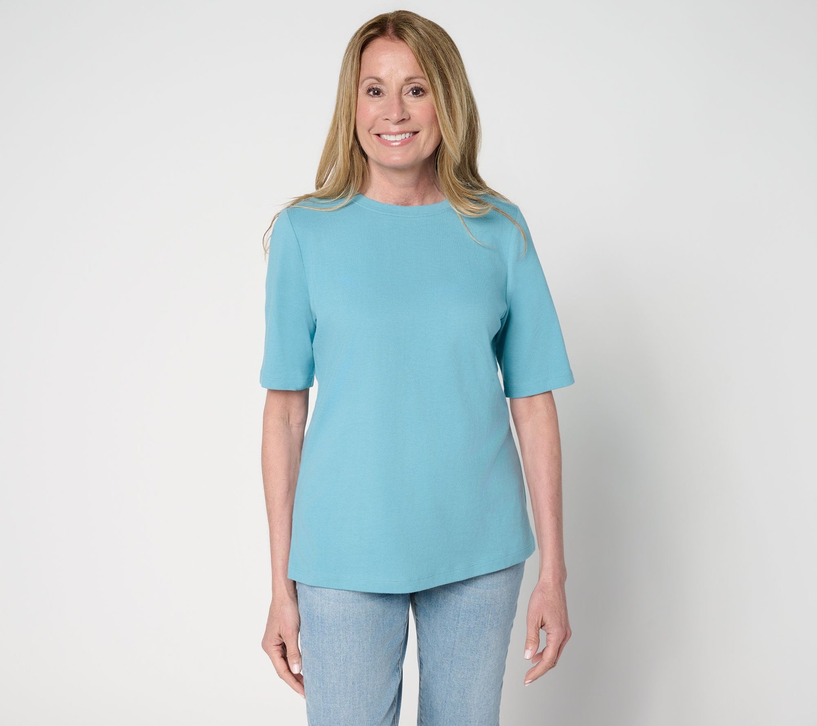 Gloria Vanderbilt Women’s Top Sz M Denim & Co. Essentials True Blue A698995