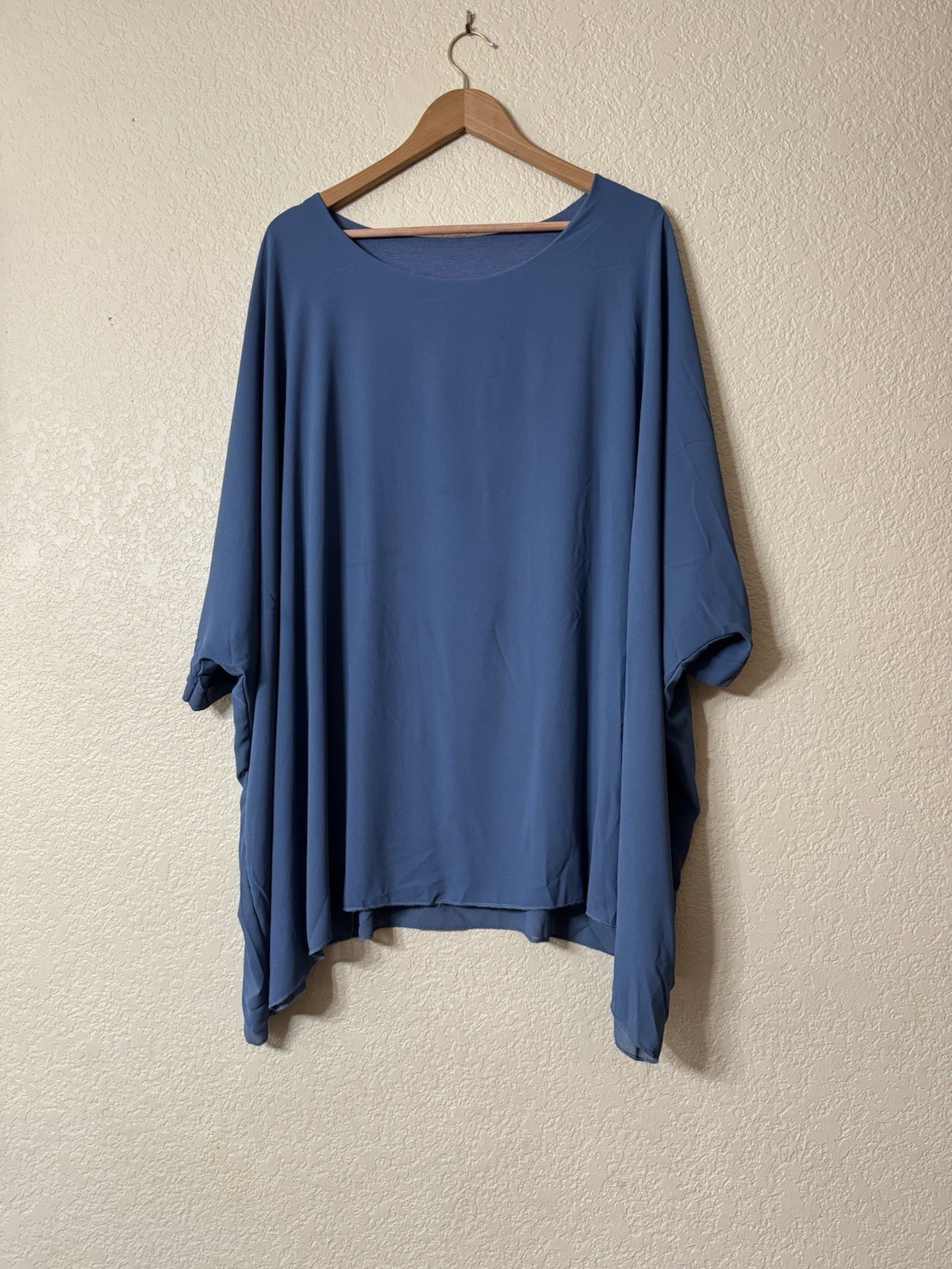 Pronto Moda Bussola Italy Blue Lagenlook Batwing Tunic Blouse Oversized Viscose