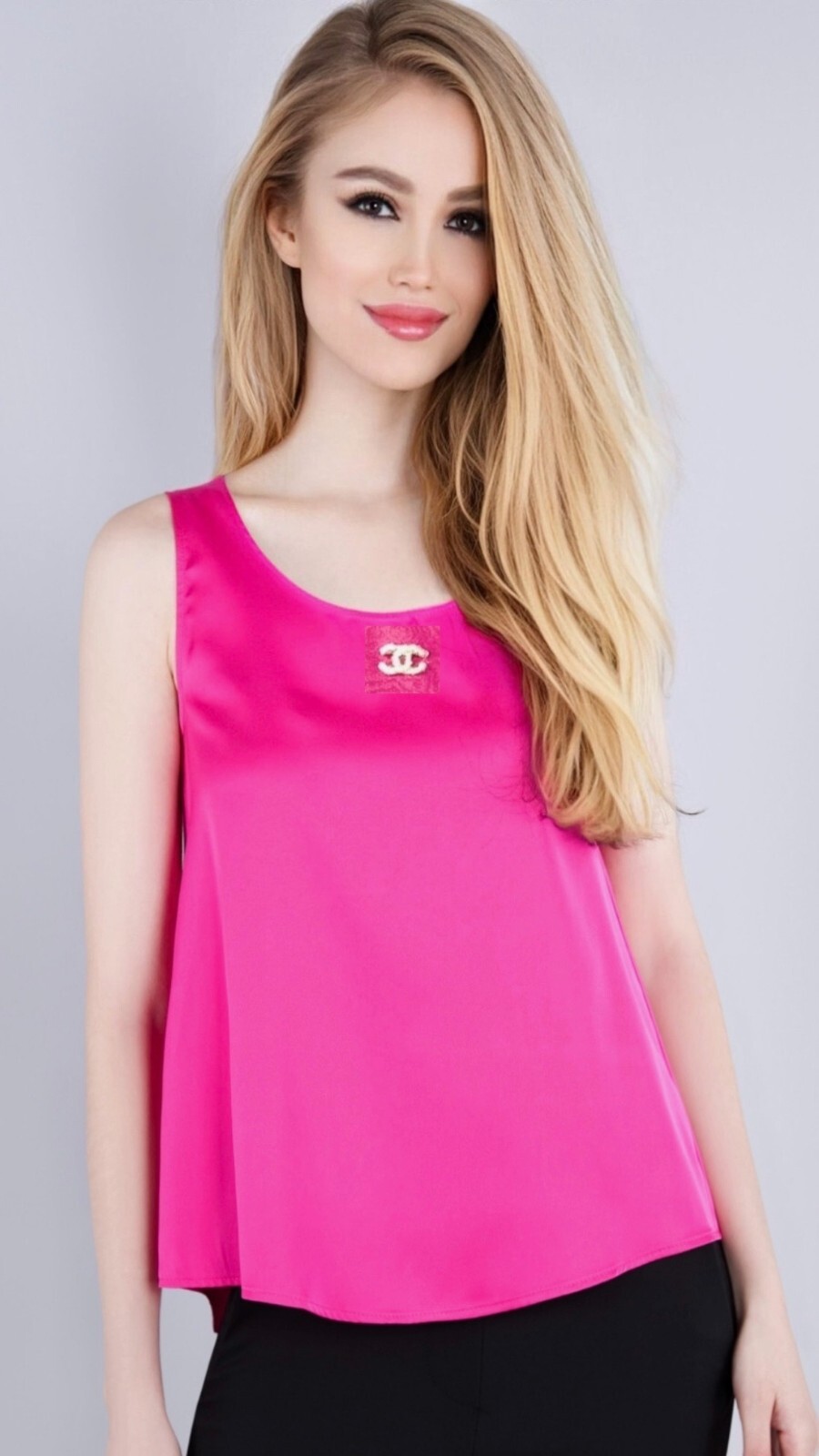 Chanel Vintage 2001 Barbie Pink White Logo Top 38 40 42 6 8 10 Shirt Jacket M L