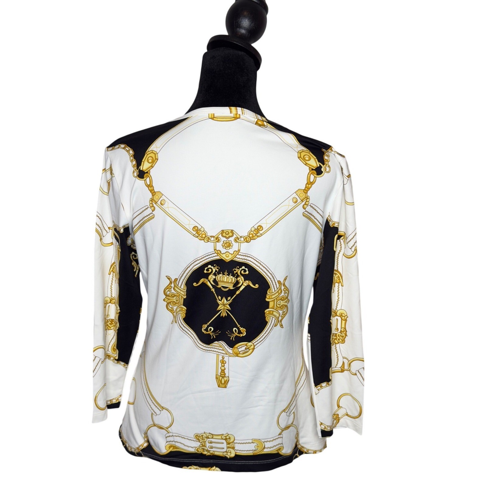 J. McLaughlin Baroque Gold Chain Crown Medallion Top Catalina Maximalist Size S