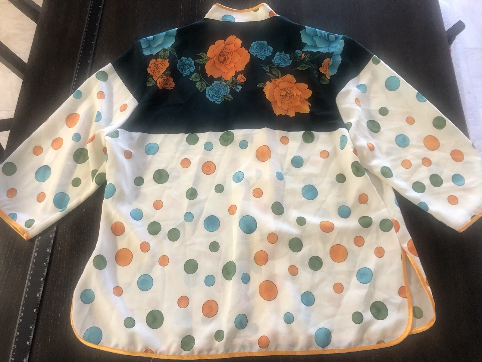 WT Wang Tai Size XXL Blouse Asian Floral Shoulder Pads